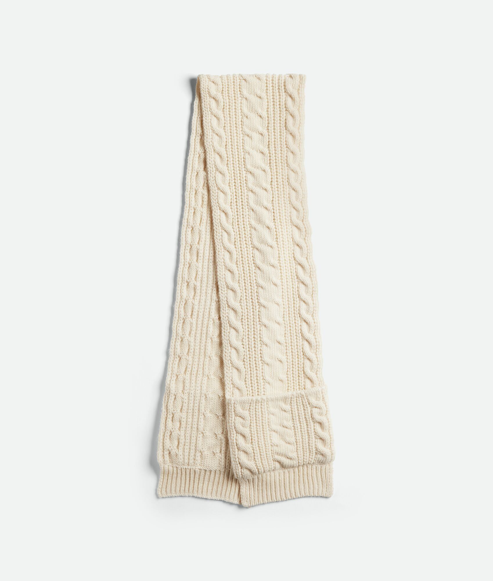 Bottega Veneta o1n1vont1224 Size: OS / Wool Cable Knit Scarf in Bone Size ONE SIZE - 2 Thumbnail