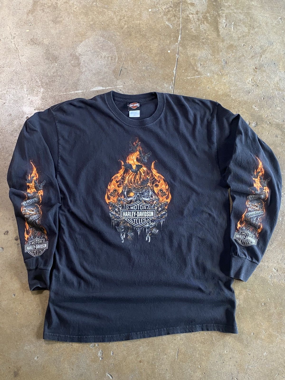 Harley Davidson Harley-Davidson Shirt Black Long Sleeve Flames