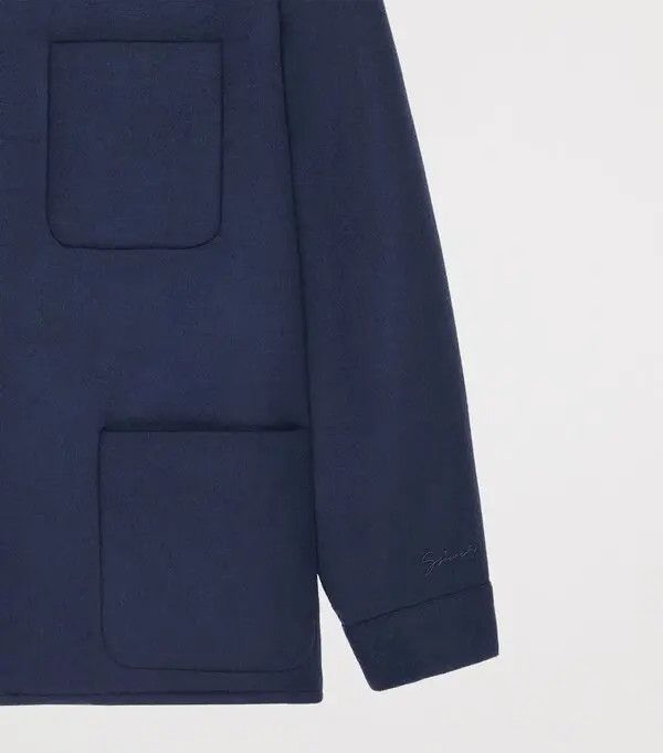 Givenchy o1n1vont0326 Wool-Cashmere Zip-Up Overshirt in Blue Size US S / EU 44-46 / 1 - 2 Thumbnail