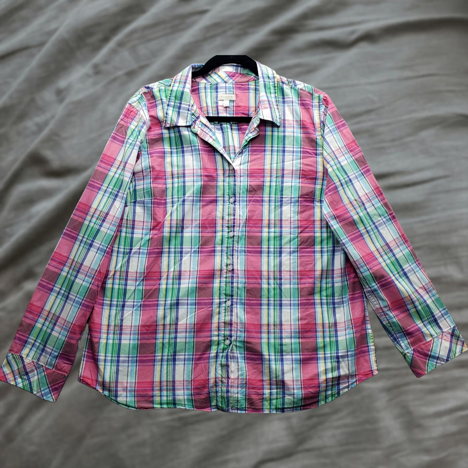 Talbots Talbots Shirt Women L Multicolor Plaid Long Sleeve Button-Up Collared Casual Shirt Womens Size L Size L / US 10 / IT 46 - 1 Thumbnail