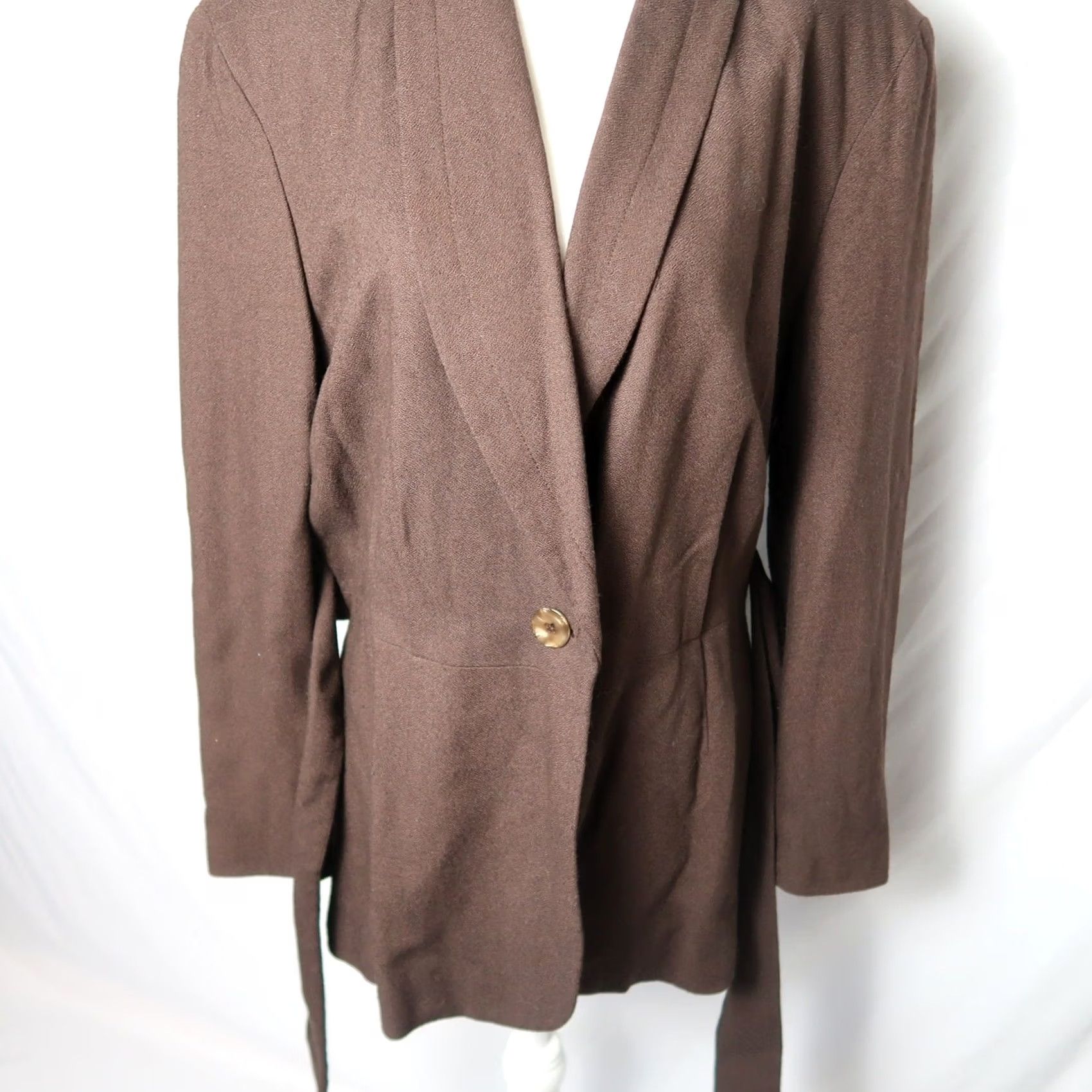 Express VINTAGE Express blazer jacket 90s chocolate brown tie front 8 Mens Women please refer to sizing, Regular, Rayon, Brown Size M / US 6-8 / IT 42-44 - 4 Thumbnail