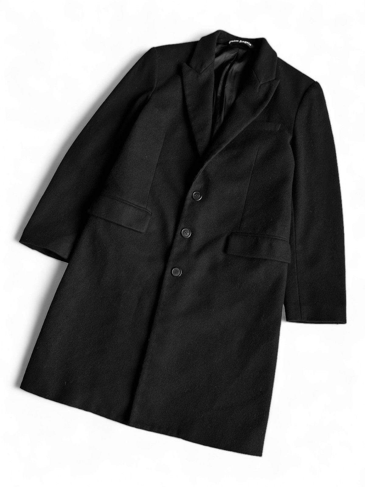 Palm Angels Palm Angels Classic Black Wool Logo Coat (S) Size US S / EU 44-46 / 1 - 6 Thumbnail