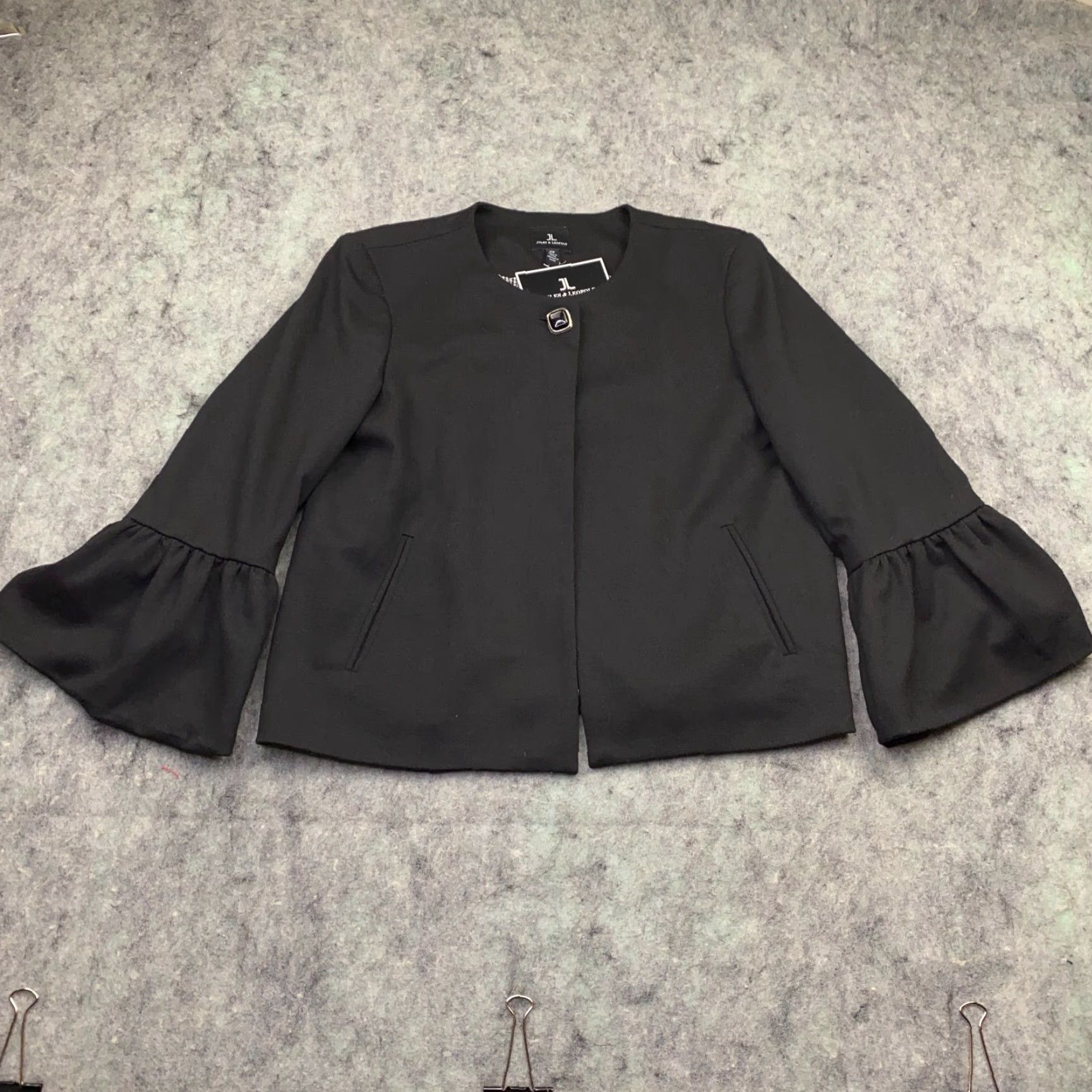 Vintage Jules & Leopold Womens Jacket Small Black Open Front Casual Blazer Coat Stretch Button Size S / US 4 / IT 40 - 2 Thumbnail