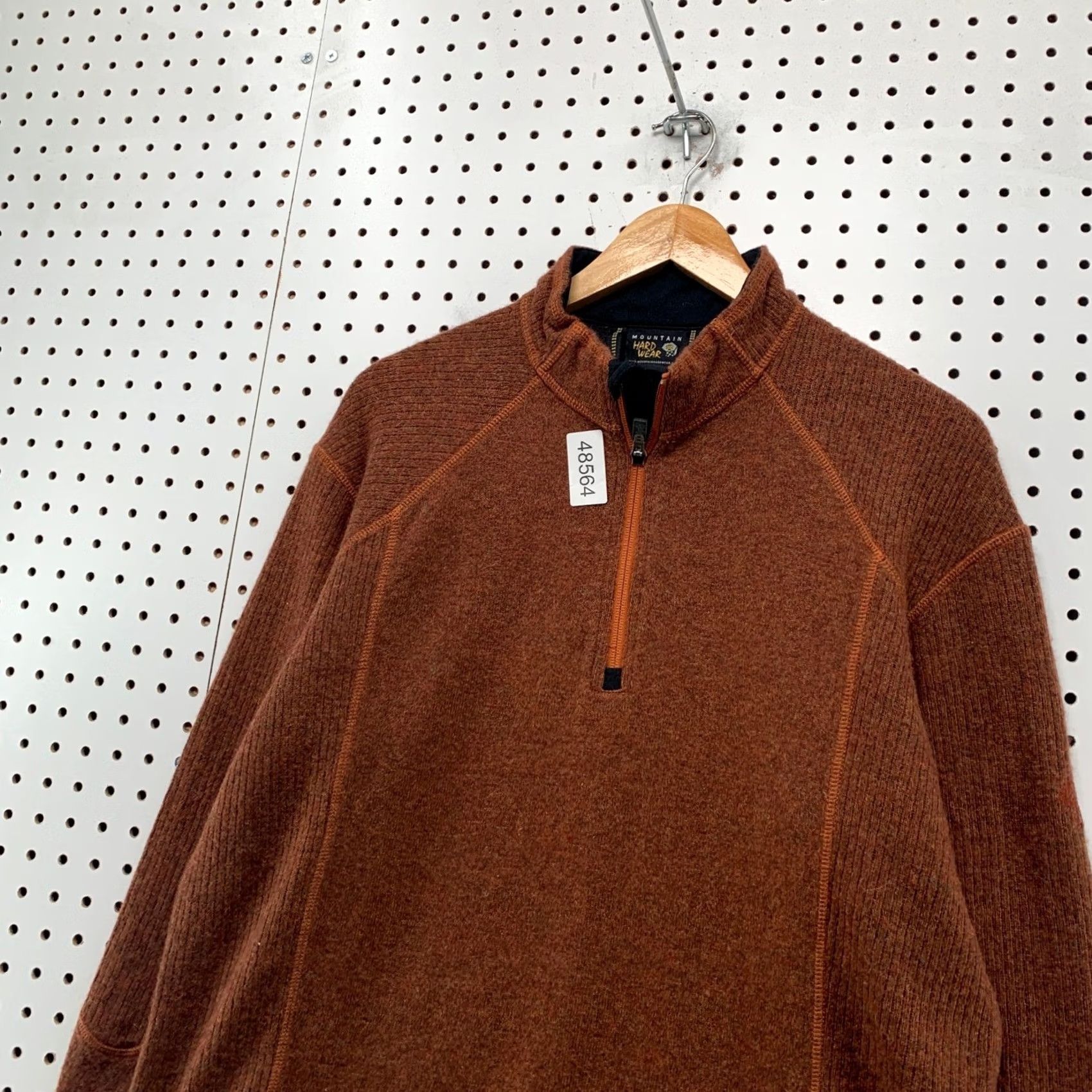 Mountain Hardwear Mountain Hardwear Pullover Mock Neck Quarter Zip Mens L Rust Orange Wool Blend Size US L / EU 52-54 / 3 - 7 Thumbnail
