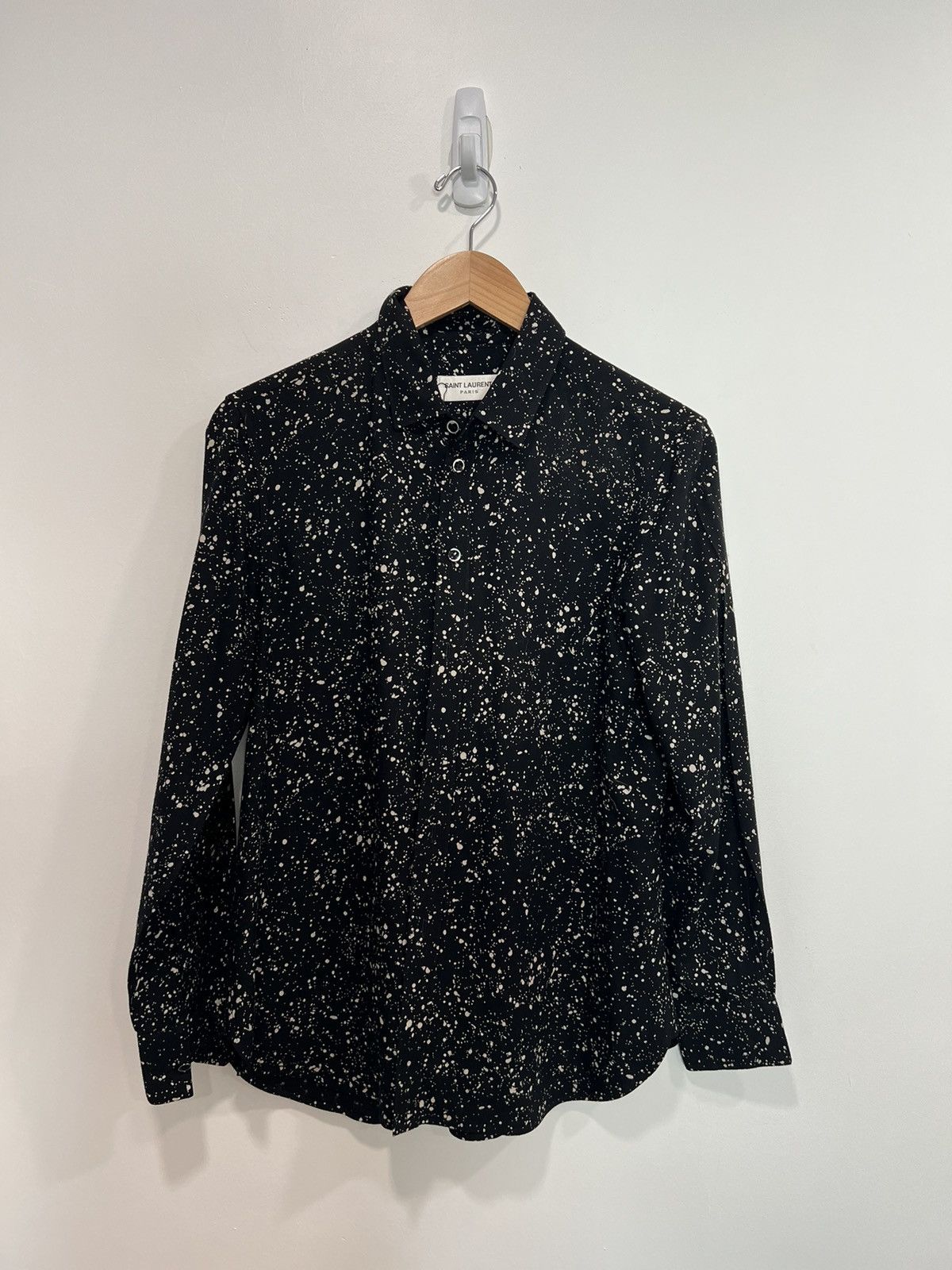 Saint Laurent Paris Paint splatter hedi viscoe shirt Size US S / EU 44-46 / 1 - 1 Thumbnail