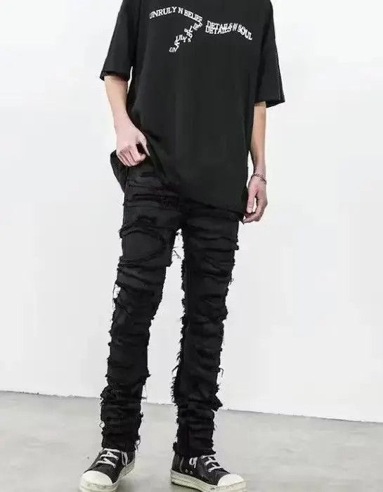 Japanese Brand Skinny Denim Jeans Heavy Destruction Ripped Size US 32 / EU 48 - 2 Thumbnail