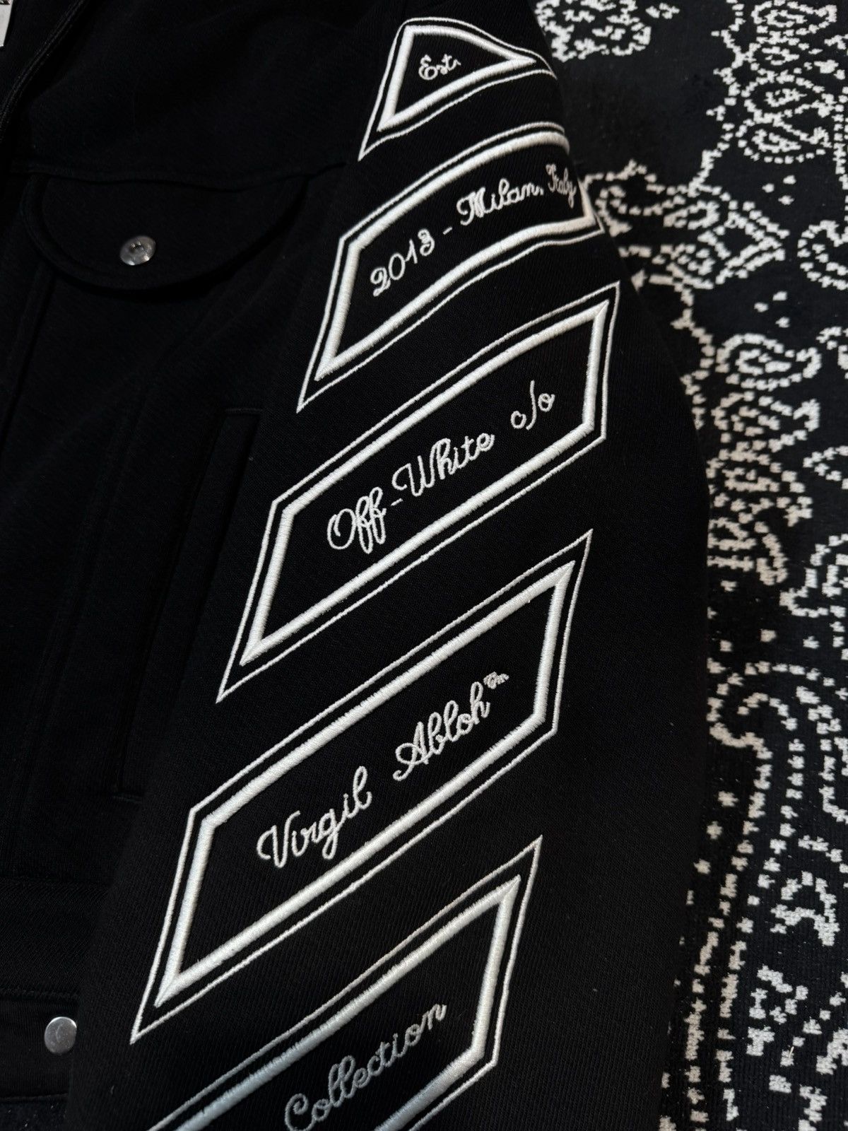 Off-White OFF WHITE VARSITY DIAG HOODIE-BOMBER Size US L / EU 52-54 / 3 - 7 Thumbnail