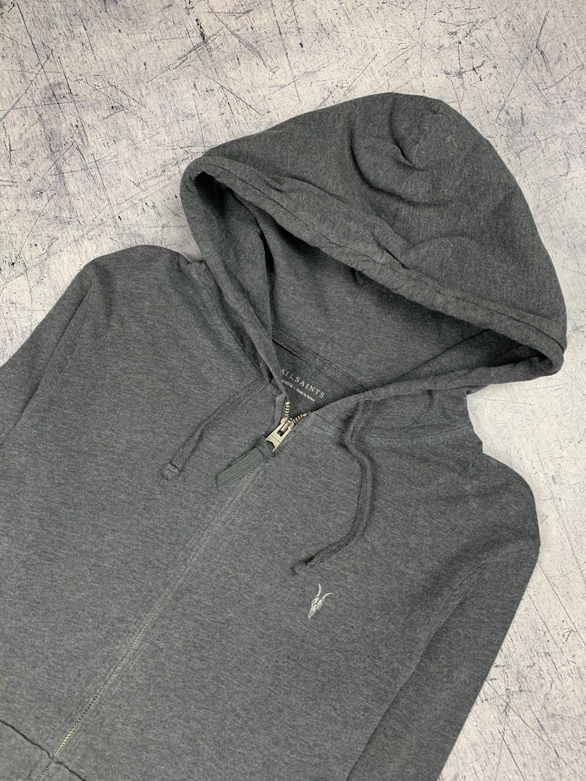 Allsaints Designer Allsaints Full Zip Hoodie Ramskull Logo Dark Gray Size US M / EU 48-50 / 2 - 2 Thumbnail