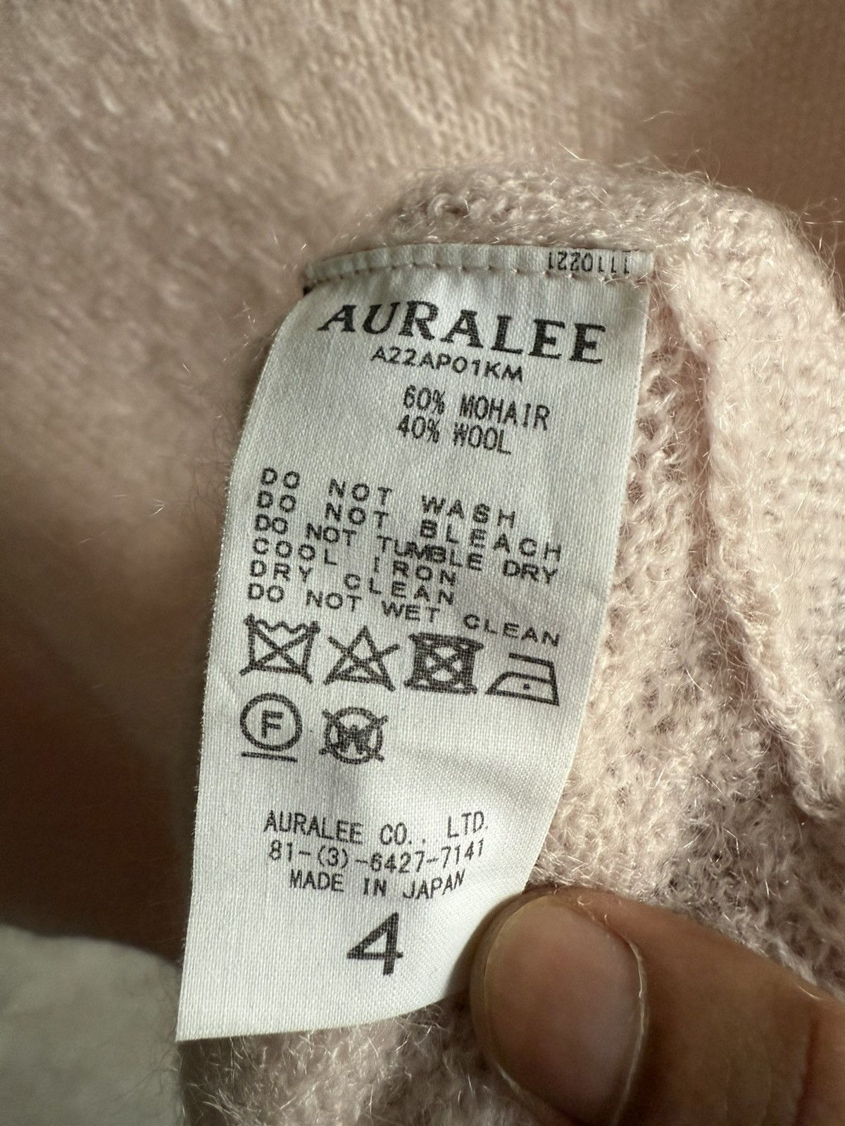 Auralee Auralee Brushed Super Kid Mohair Knit sweater light pink Size L / US 10 / IT 46 - 9 Thumbnail