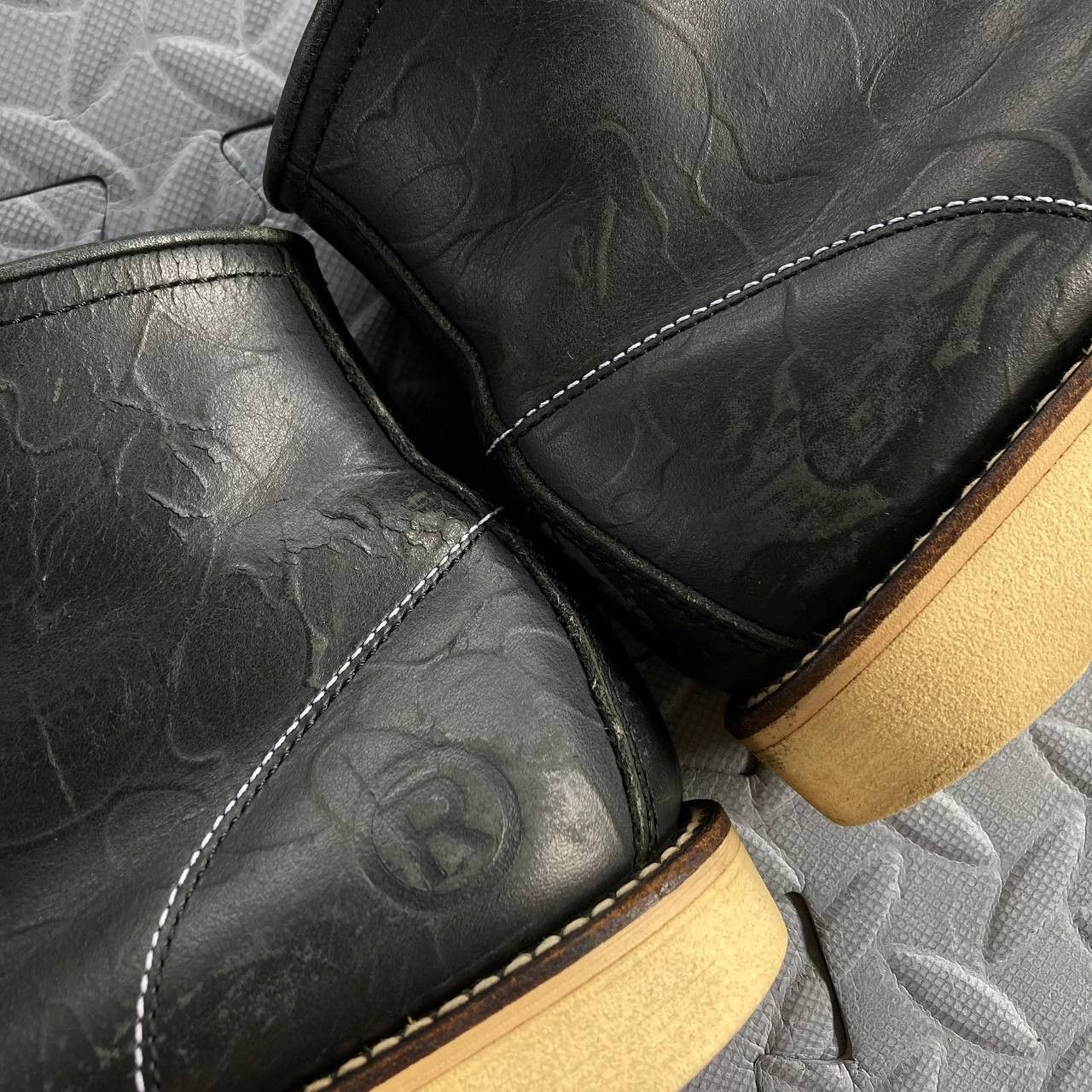 Bape 2009 Simple Soldier Black Camo Leather Boots Size US 7.5 / EU 40-41 - 9 Thumbnail