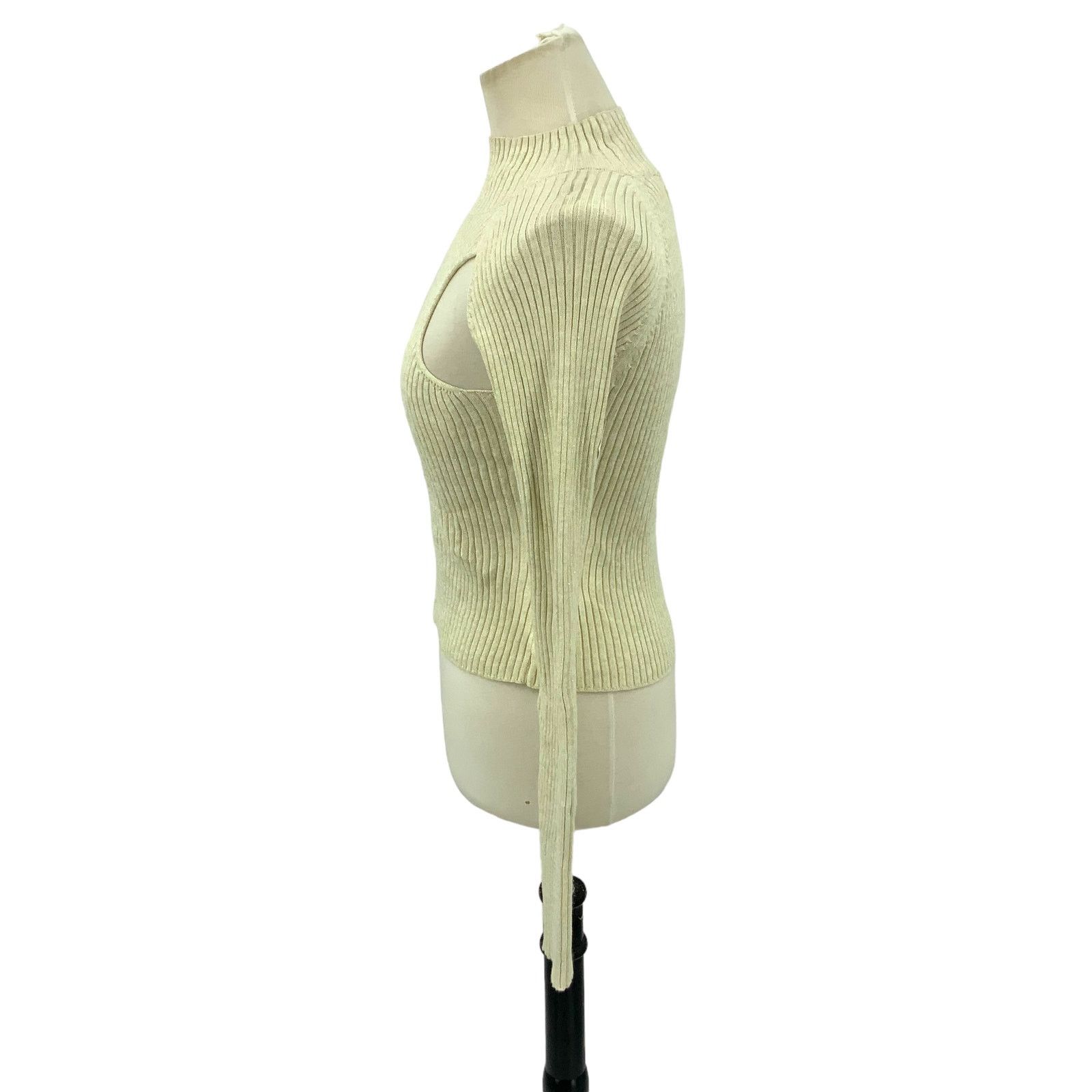 Other Open Edit Ivory Sparkle Cutout Sweater Medium NWOT $59 MSRP Size M / US 6-8 / IT 42-44 - 5 Thumbnail