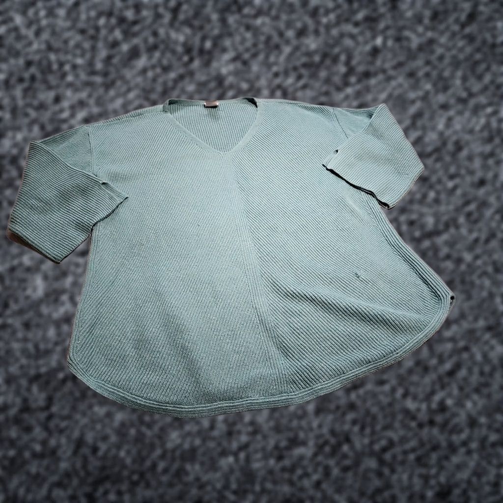 Vintage Chicos Womens Shirt Blue Teal Knit Pullover V-Neck 3/4 Sleeve Casual Top XS?L Size L / US 10 / IT 46 - 1 Thumbnail
