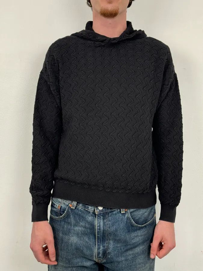 Emporio Armani AW2022 Emporio Armani Black Textured Hoodie Size US S / EU 44-46 / 1 - 2 Thumbnail