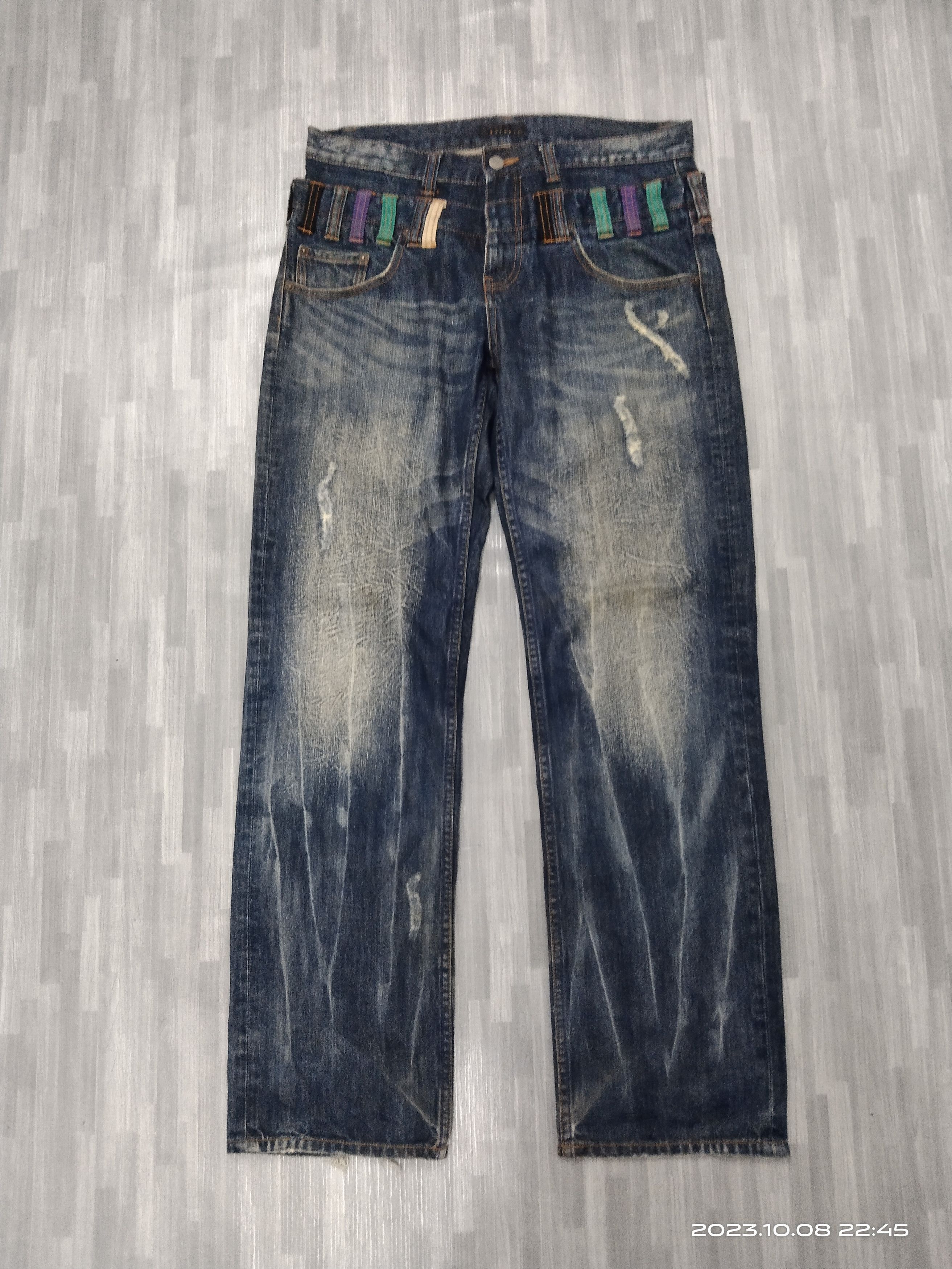 Japanese Brand SICK DOUBLE WAIST SPINASH DENIM PANTS Size US 33 - 2 Thumbnail