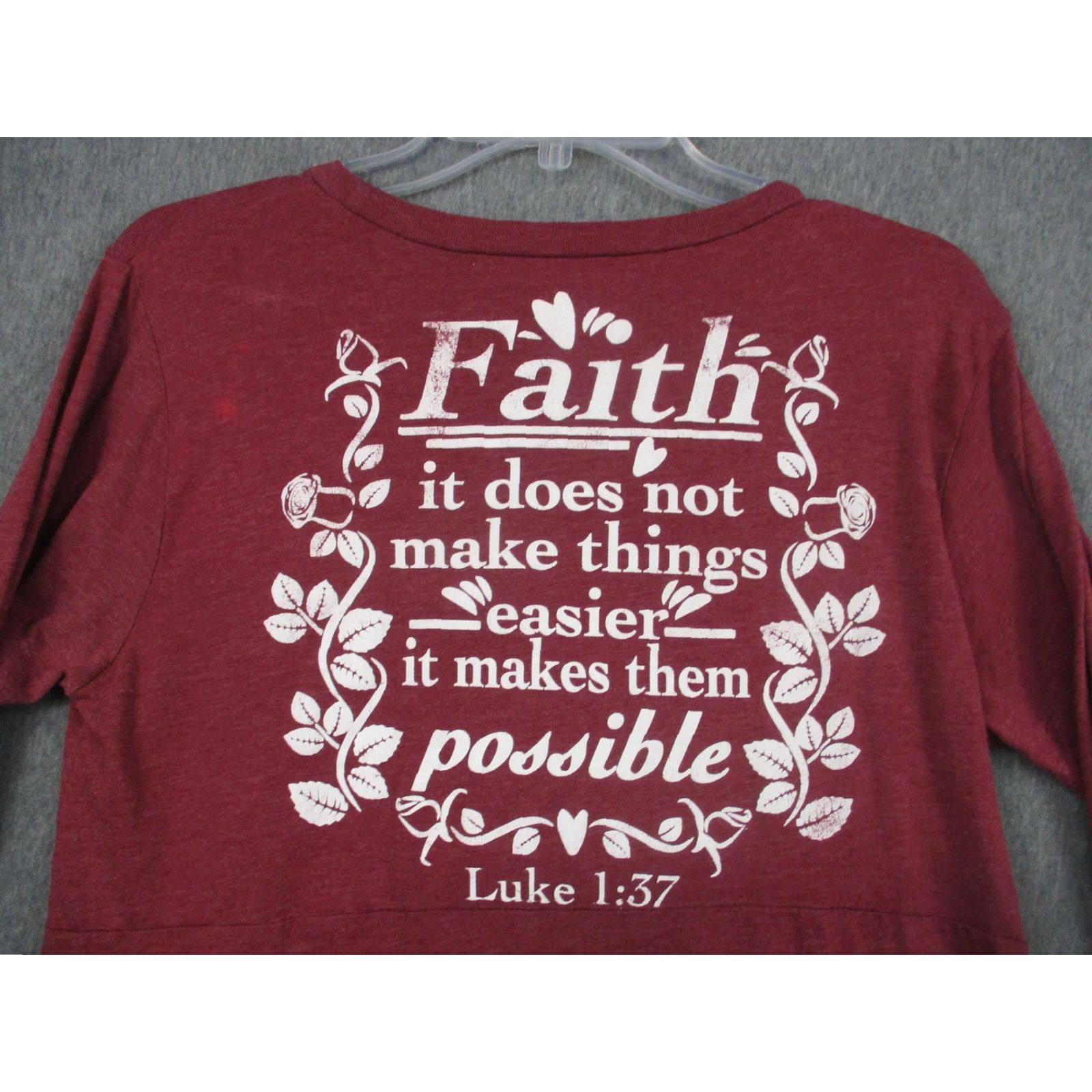 Vintage On Fire Shirt Womens Large Burgundy Faith Christian Graphic Long Sleeve High Low Size L / US 10 / IT 46 - 6 Thumbnail