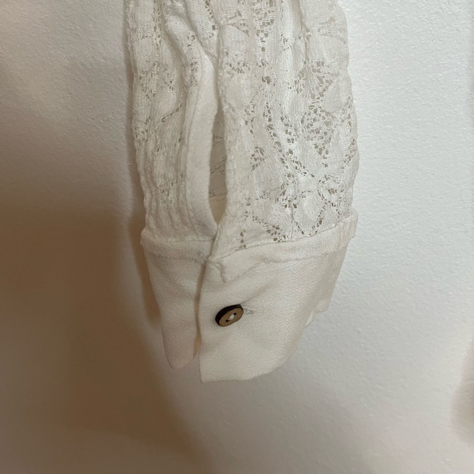 Free People Free People White Tunic Top M Lace Long Sleeve Button Front Size M / US 6-8 / IT 42-44 - 5 Thumbnail