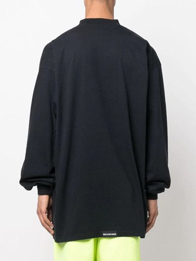 Balenciaga o1mt1gz1124 Tab Long Sleeve T-Shirt Oversized in Black Size US M / EU 48-50 / 2 - 3 Thumbnail