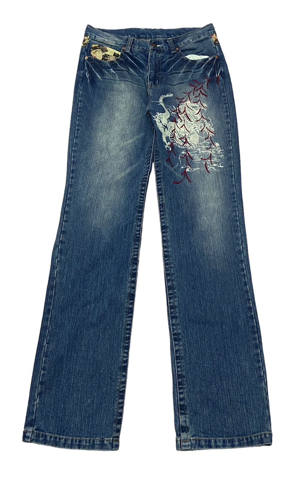 image of Archival Clothing x If Six Was Nine Design Vintage Sukajan Jeans 1990S in Denim (Size 32)