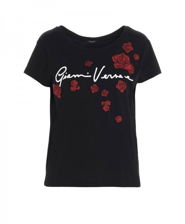 Versace o1y0226 Logo Crewneck T-Shirt in Black Size S / US 4 / IT 40 - 1 Thumbnail