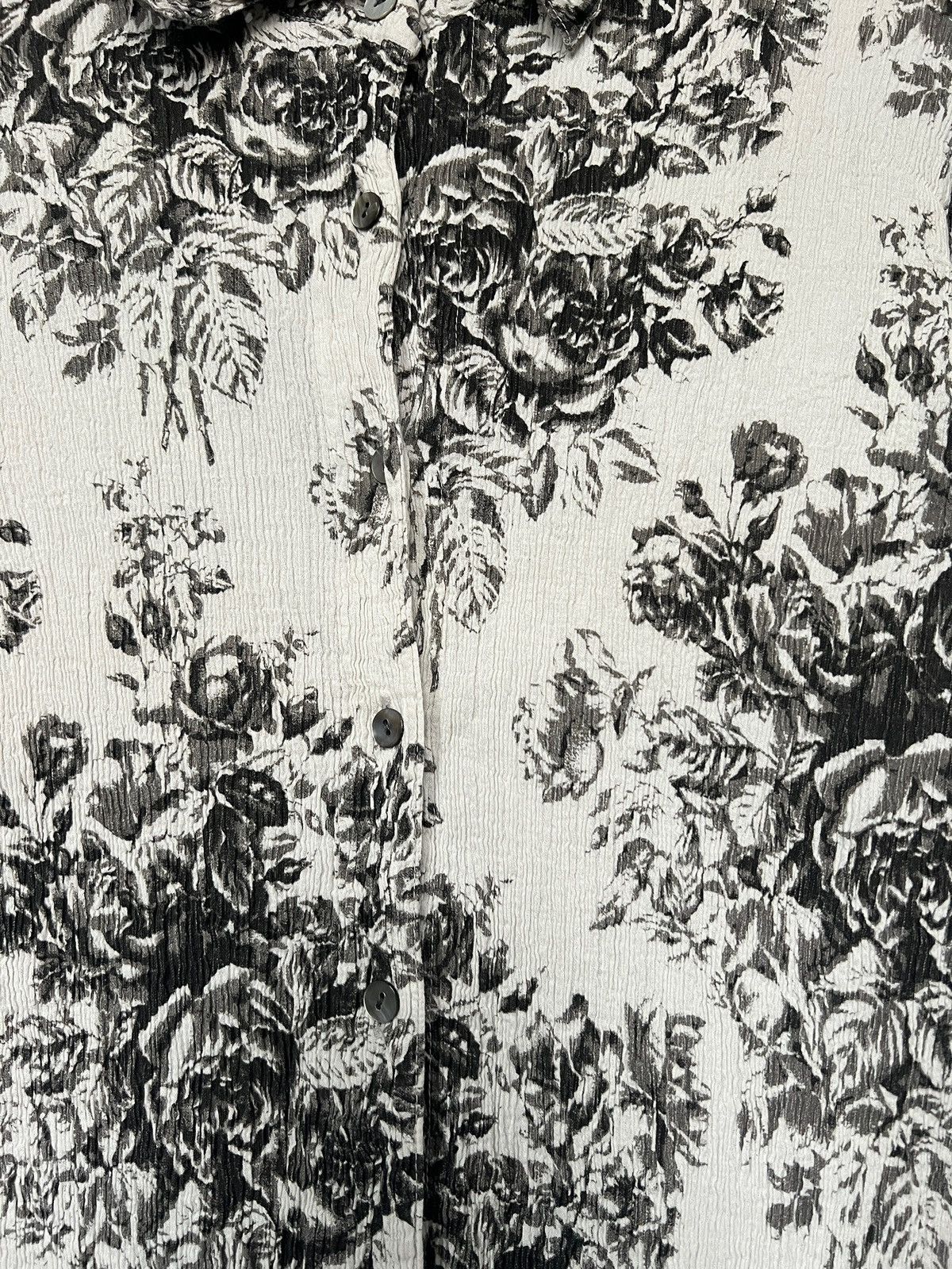 Issey Miyake Tsumori Chisato Pleated Floral Motif Button Up Shirt Size XS / US 0-2 / IT 36-38 - 7 Thumbnail
