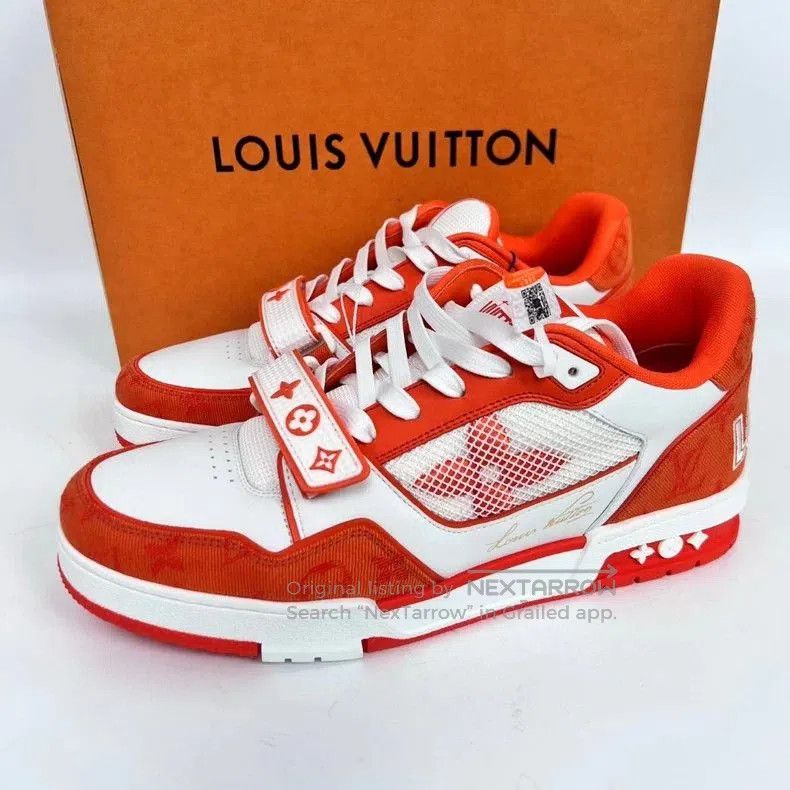 Louis Vuitton LV Leather Trainer Velcro Orange Size 8. Size US 8 / EU 41 - 2 Thumbnail