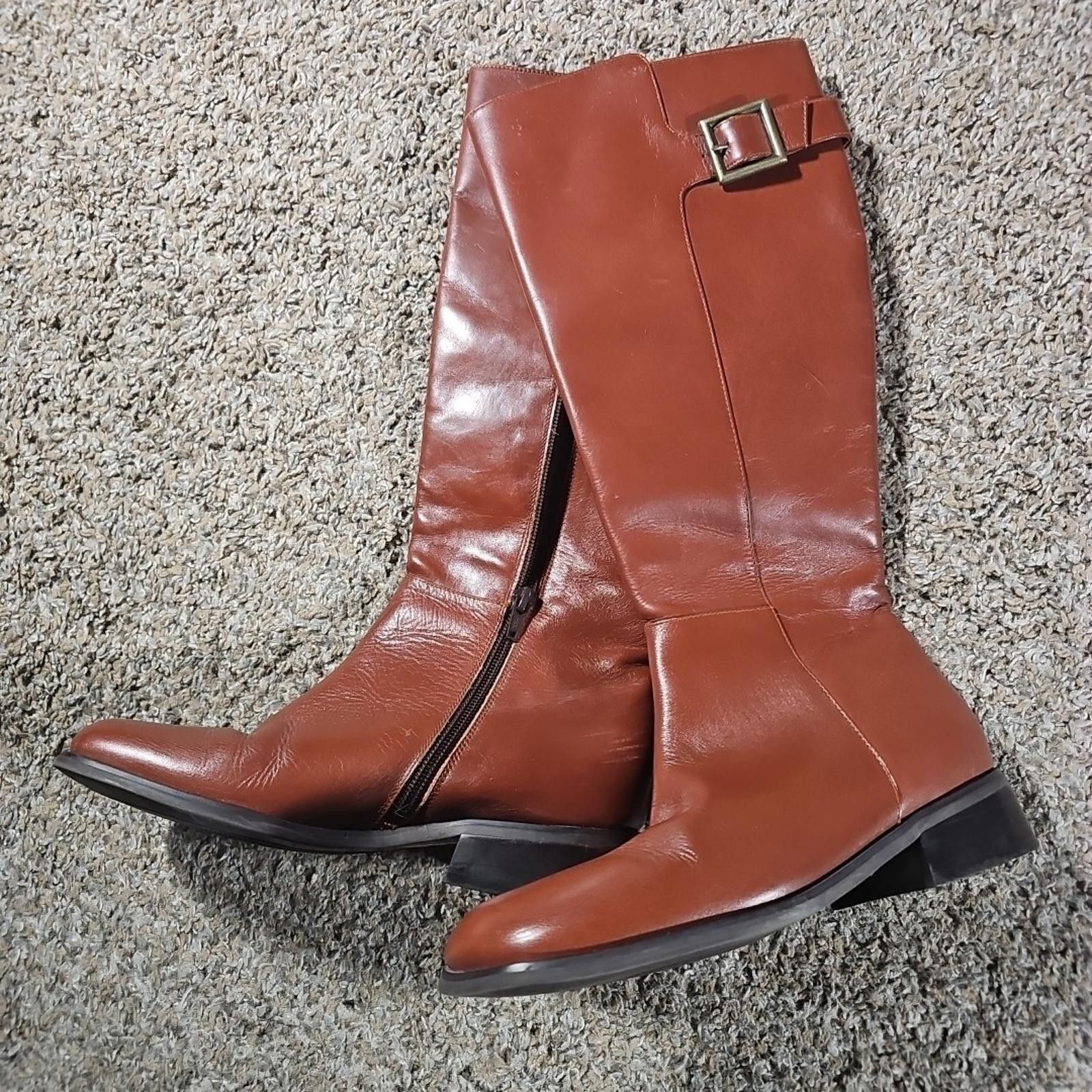 The Unbranded Brand Brown Genuine Leather Side Zip Boots 6M Size US 6 / IT 36 - 1 Thumbnail