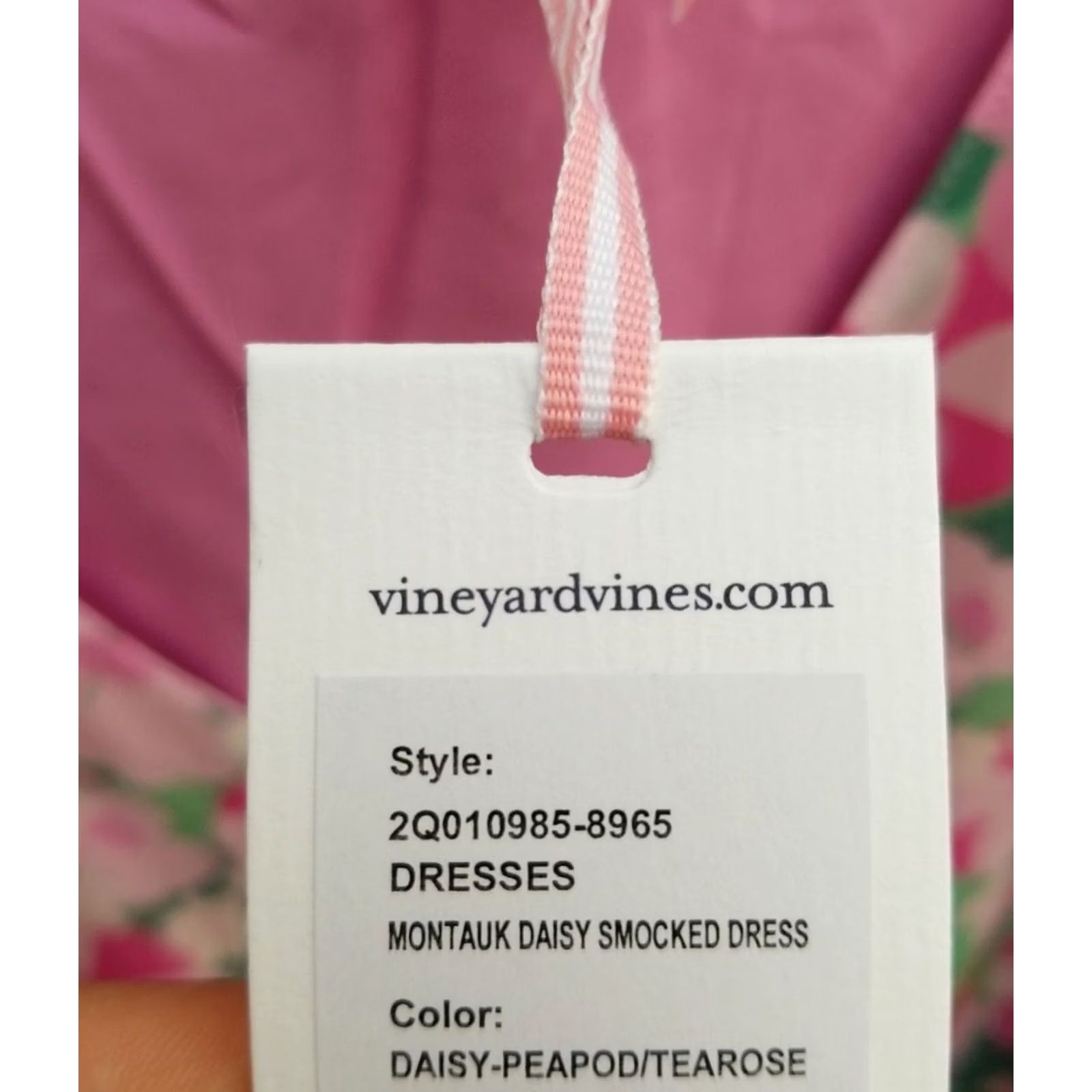 Vineyard Vines VINEYARD VINES Mini Dress Daisy Print V-Neck Smocked Sleeveless Pink XS Women Short New Size XS / US 0-2 / IT 36-38 - 3 Thumbnail