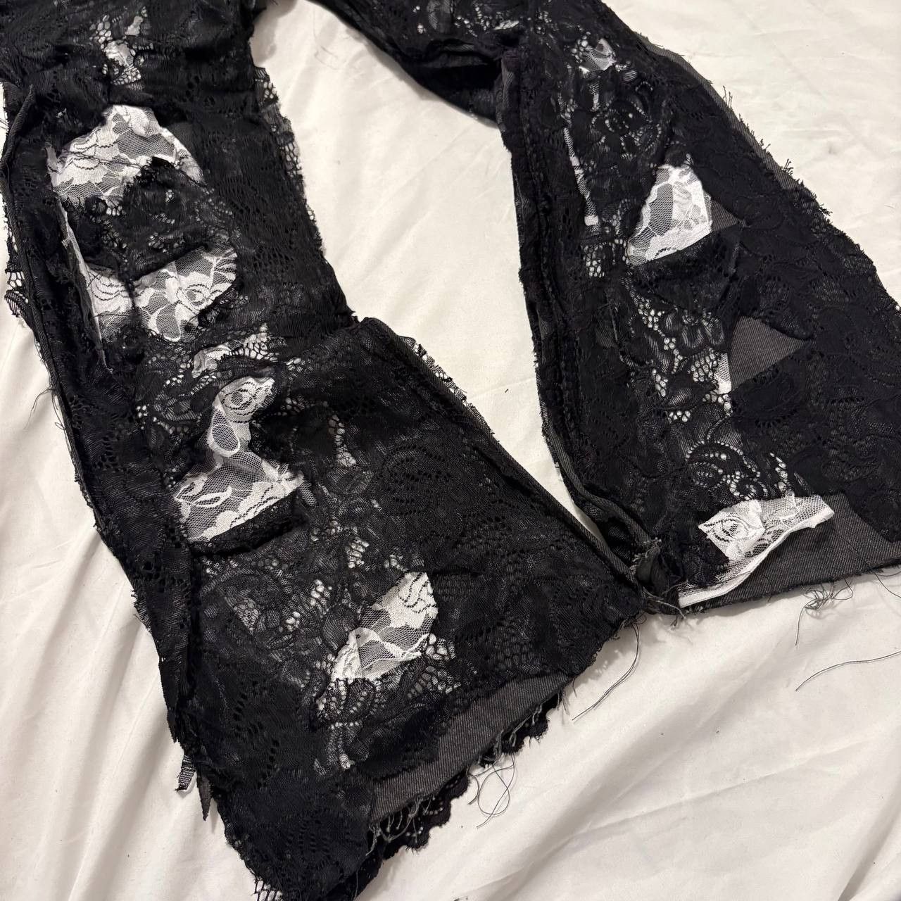 Japanese Brand Custom Black Baggy Distressed Jeans Painted Wide Leg Size US 36 / EU 52 - 2 Thumbnail