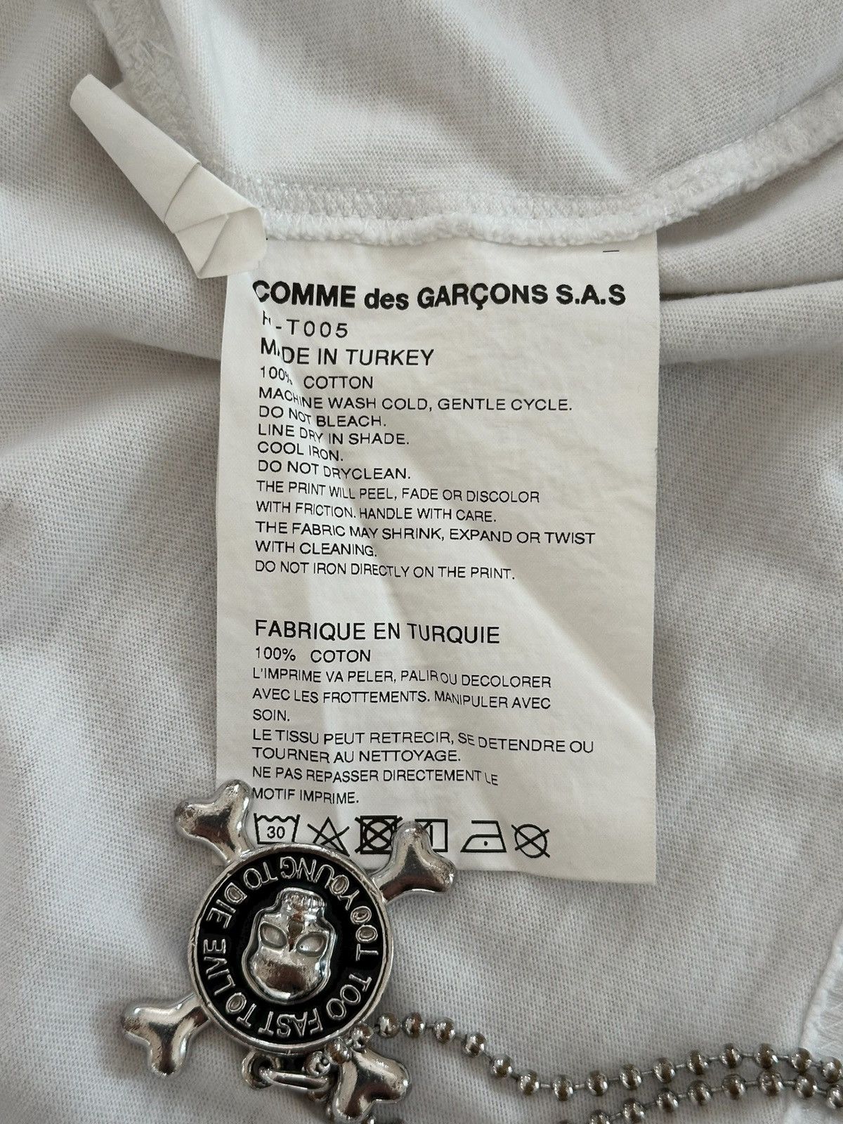 Comme des Garçon SS22 blat white tshirt