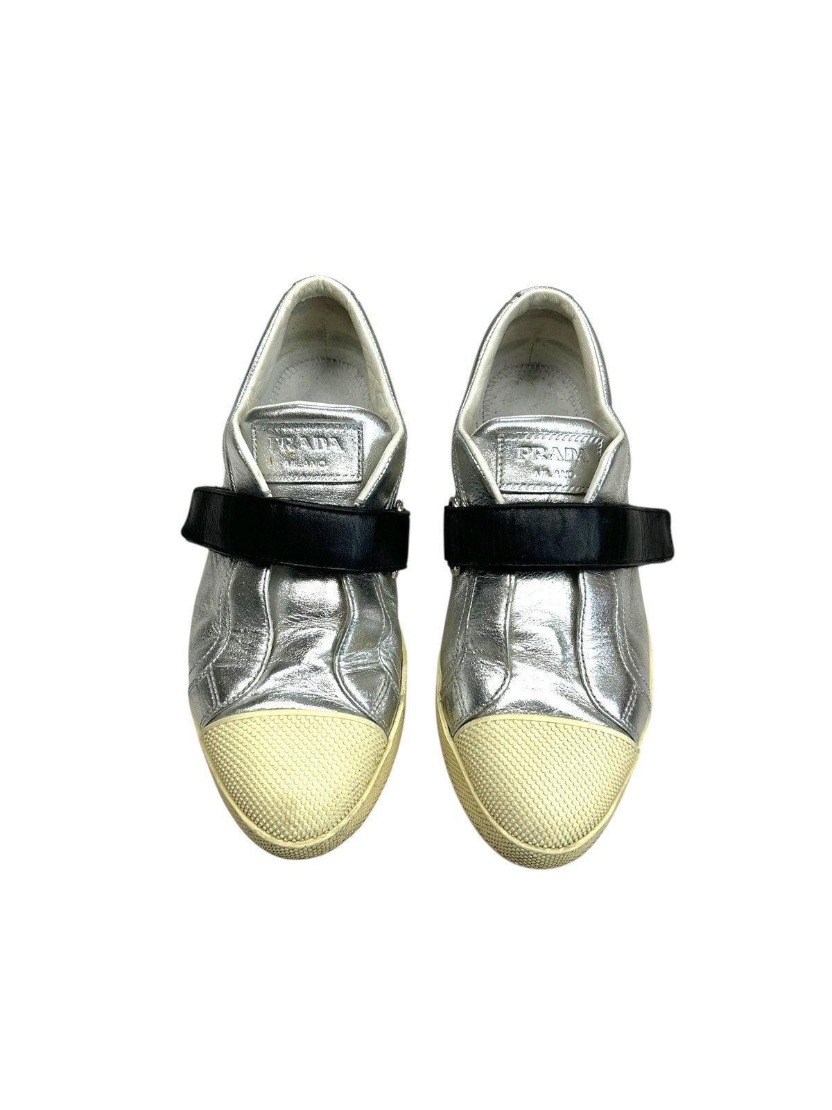 Prada Prada silver chrome trainers shoes Size US 6.5 / IT 36.5 - 1 Thumbnail