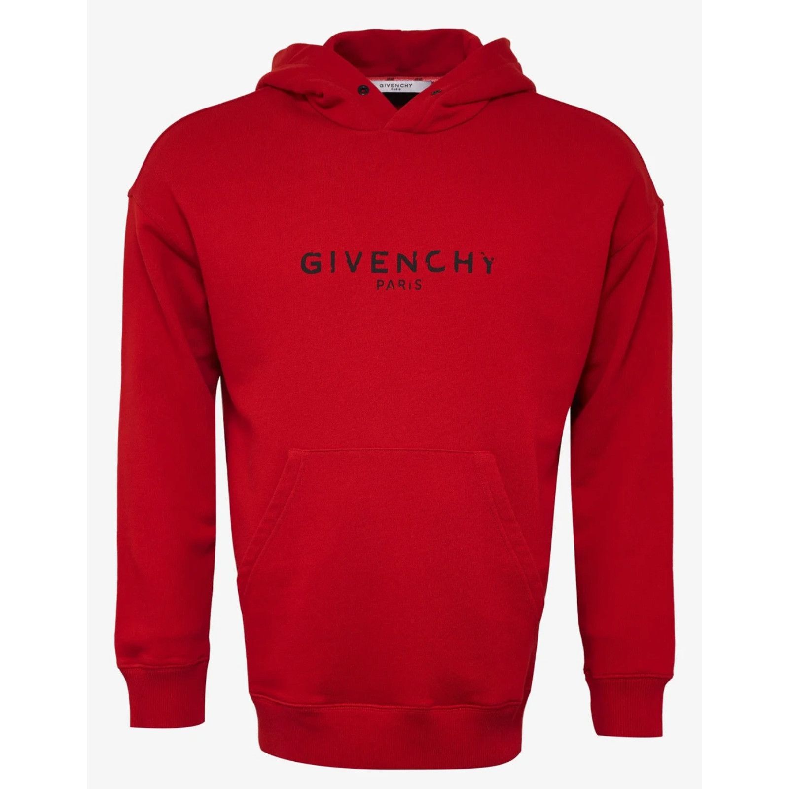 image of Givenchy Paris Broken Logo Hooded Sweatshirt Red, Men's (Size XL)