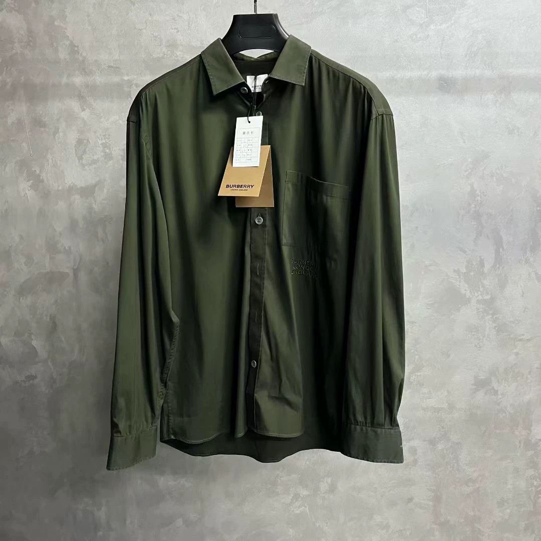 burberry green long sleeve collared shirt