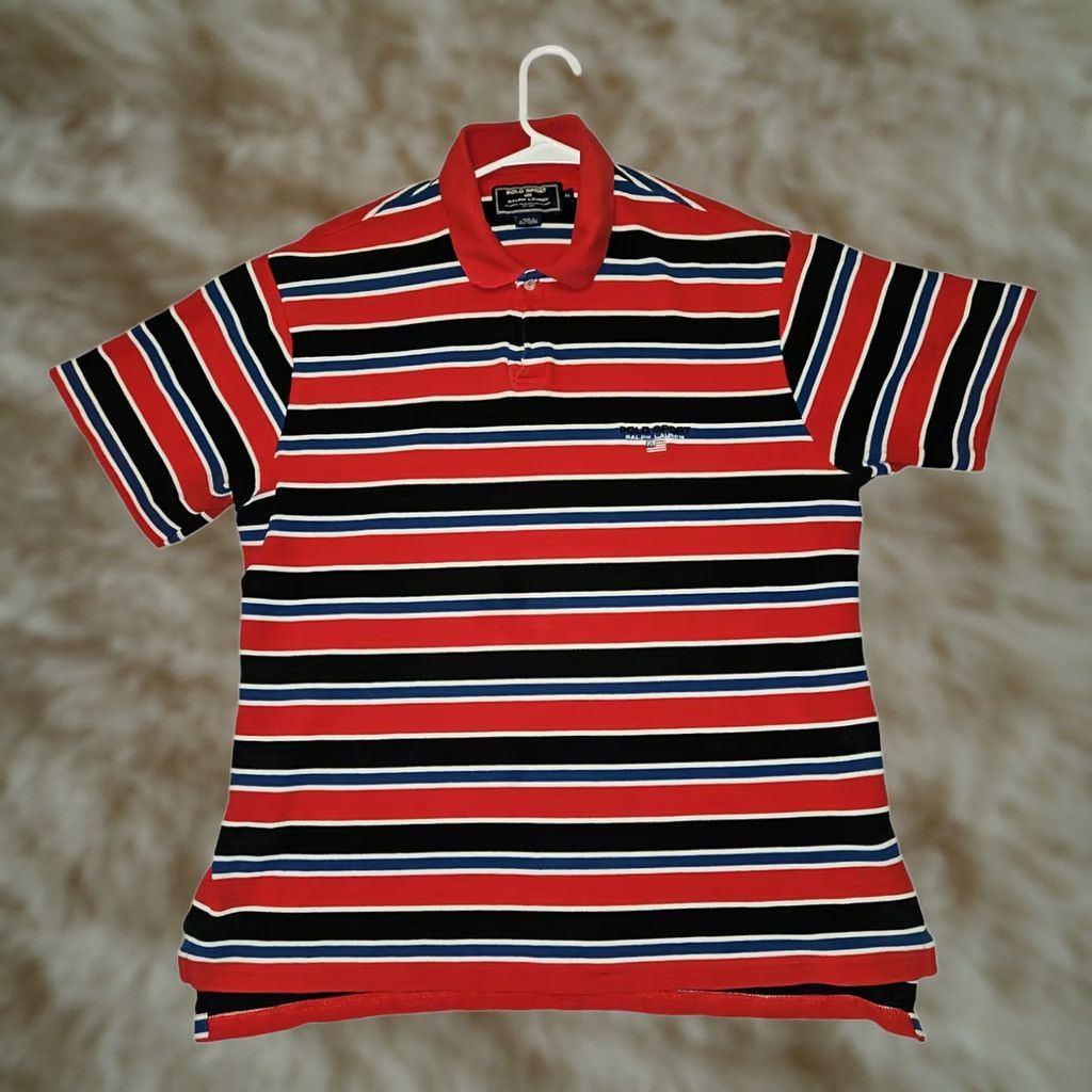 Vintage VINTAGE Polo Sport Polo XL Men's Short Sleeve Striped 90s Embroidered Polo Shirt Size US XL / EU 56 / 4 - 1 Thumbnail