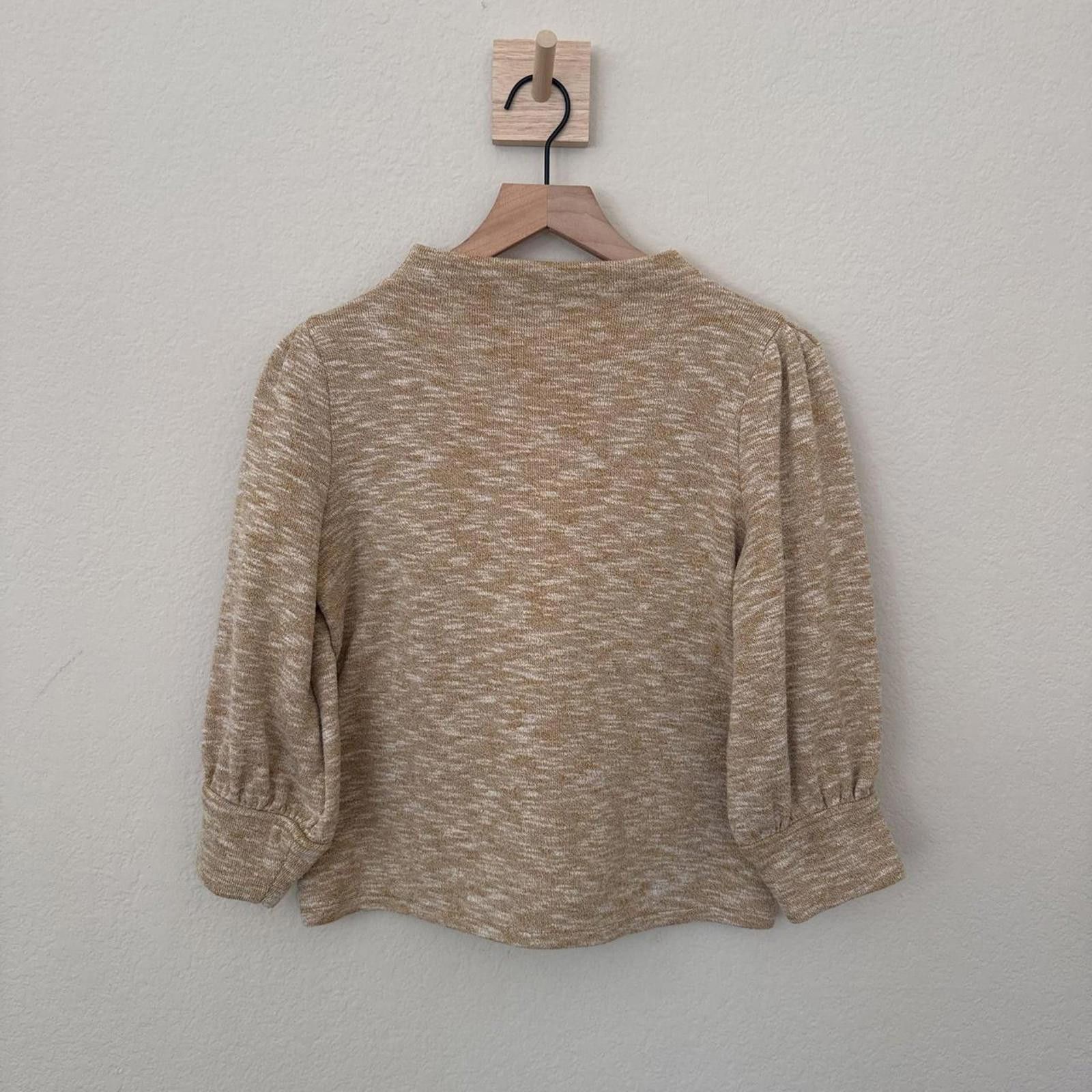 Madewell Madewell Gathered Sleeve Mockneck Top Women's S Light Brown Size S / US 4 / IT 40 - 1 Thumbnail