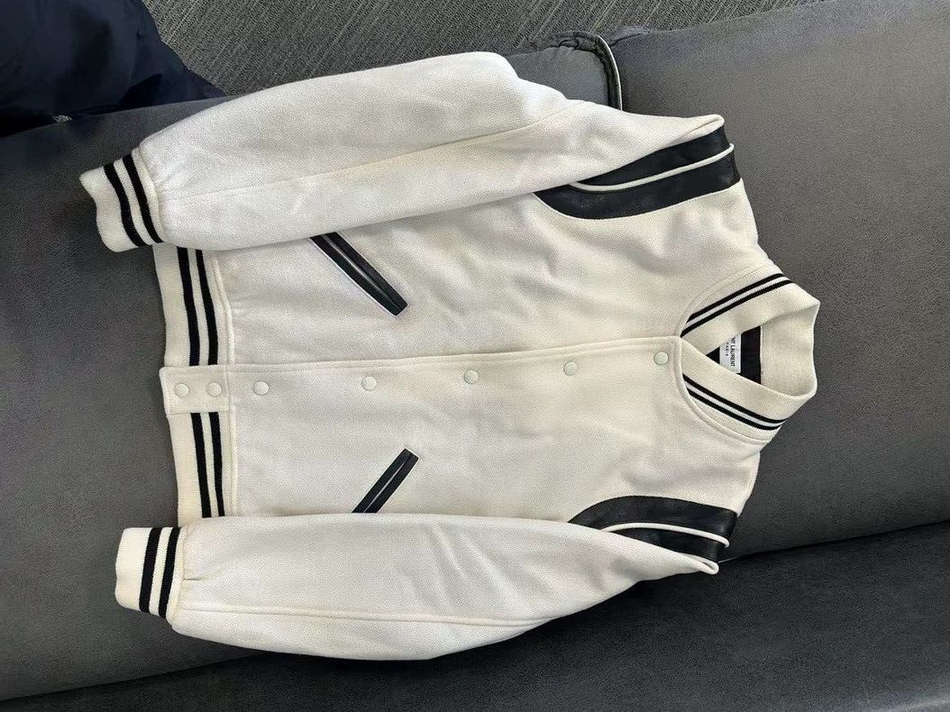 Saint Laurent Paris Saint Laurent White Wool Leather Baseb