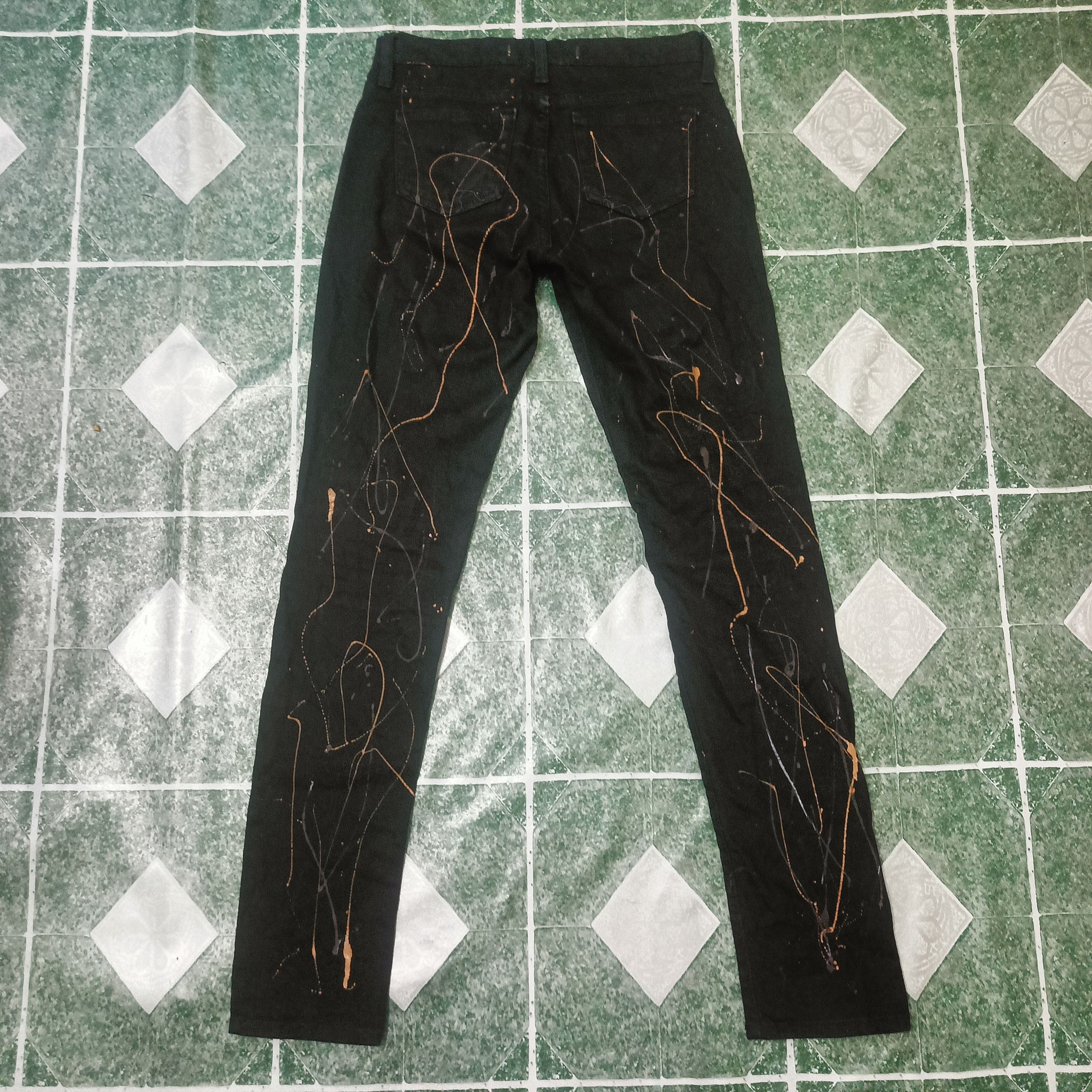 GEO 💥Insane💥 GEO BY GEOVANNY art PAINTING Stretch skinny PANTS Size US 32 / EU 48 - 12 Thumbnail