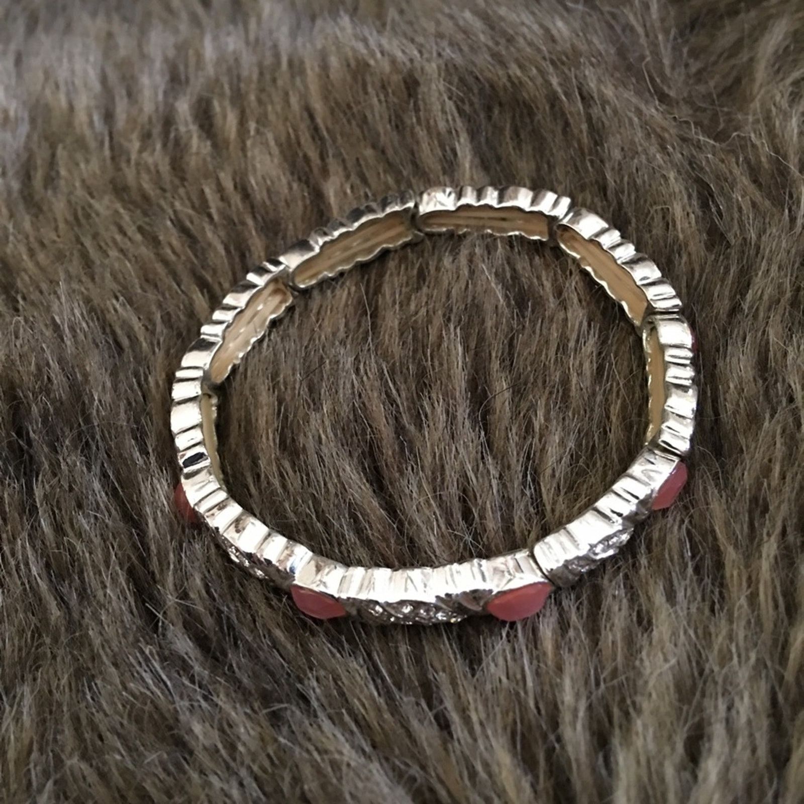 Jewelry Faceted pink stone silver link rhinestone bracelet Size ONE SIZE - 6 Thumbnail