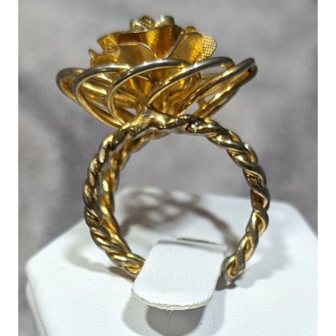 Other Vintage Fantasy Rose Floral Gold Tone Open Ring Size ONE SIZE - 8 Thumbnail