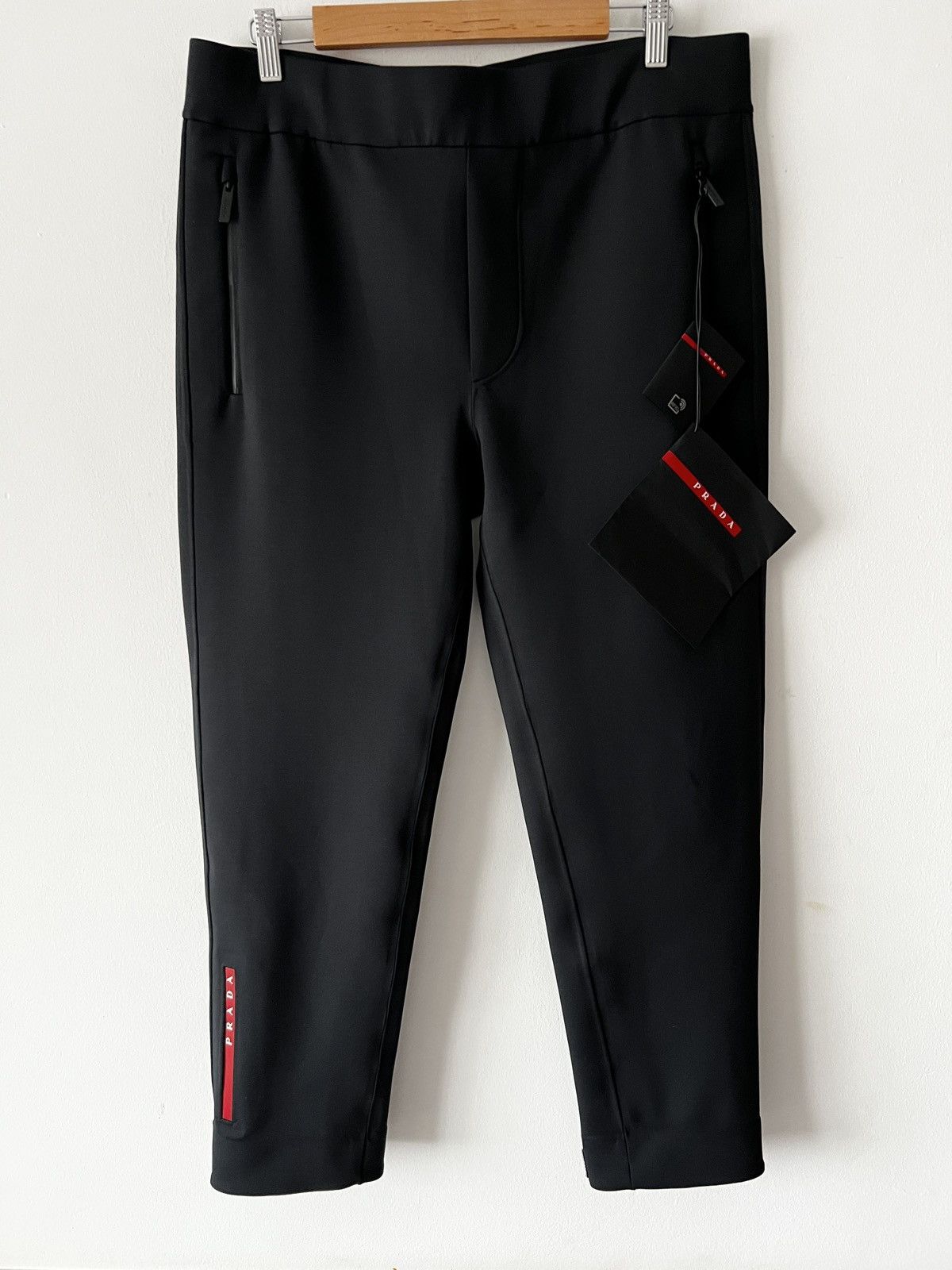 🔥🔥 Prada Linea Rossa Black Double Jersey Pants