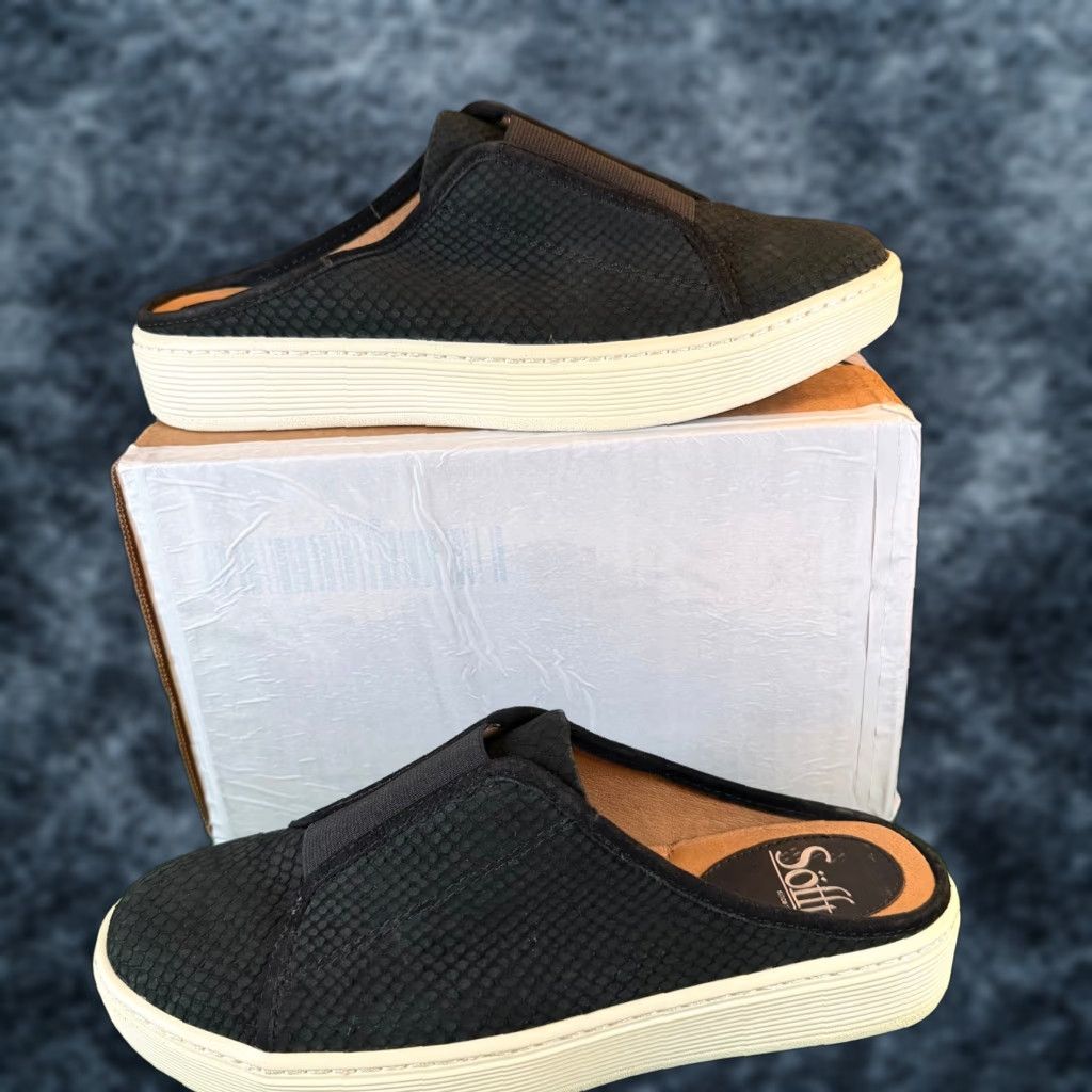 Vintage Sofft Somers Black Snakeskin Embossed Leather Mule Sneakers Womens 6.5M Size US 7 / IT 37 - 1 Thumbnail