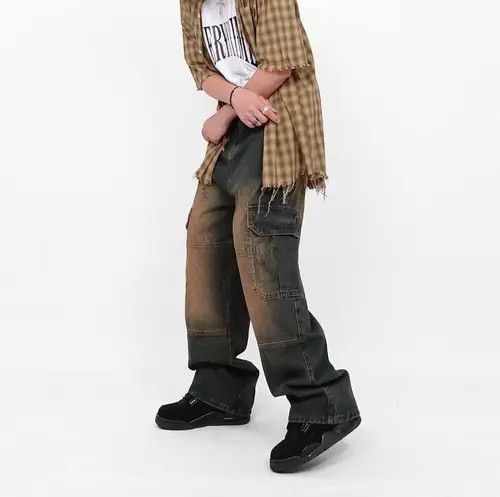 VIBE Vintage homemade washed distressed work jeans Size US 30 / EU 46 - 2 Thumbnail