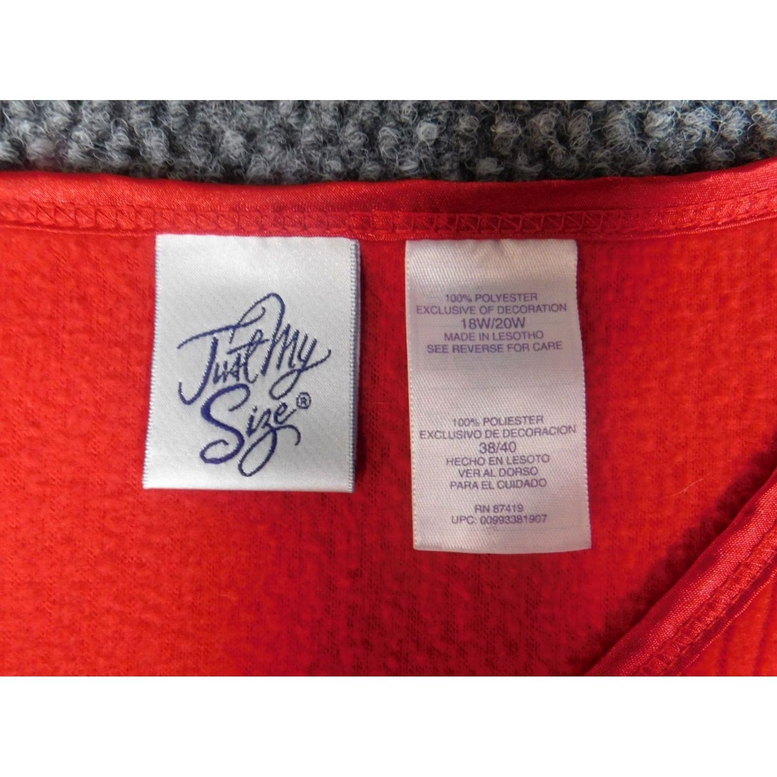 Vintage Just My Size Sweater 20W Womens Dolman Sleeve V-Neck Pullover Red Knit Size 3XL / US 20-22 - 7 Thumbnail
