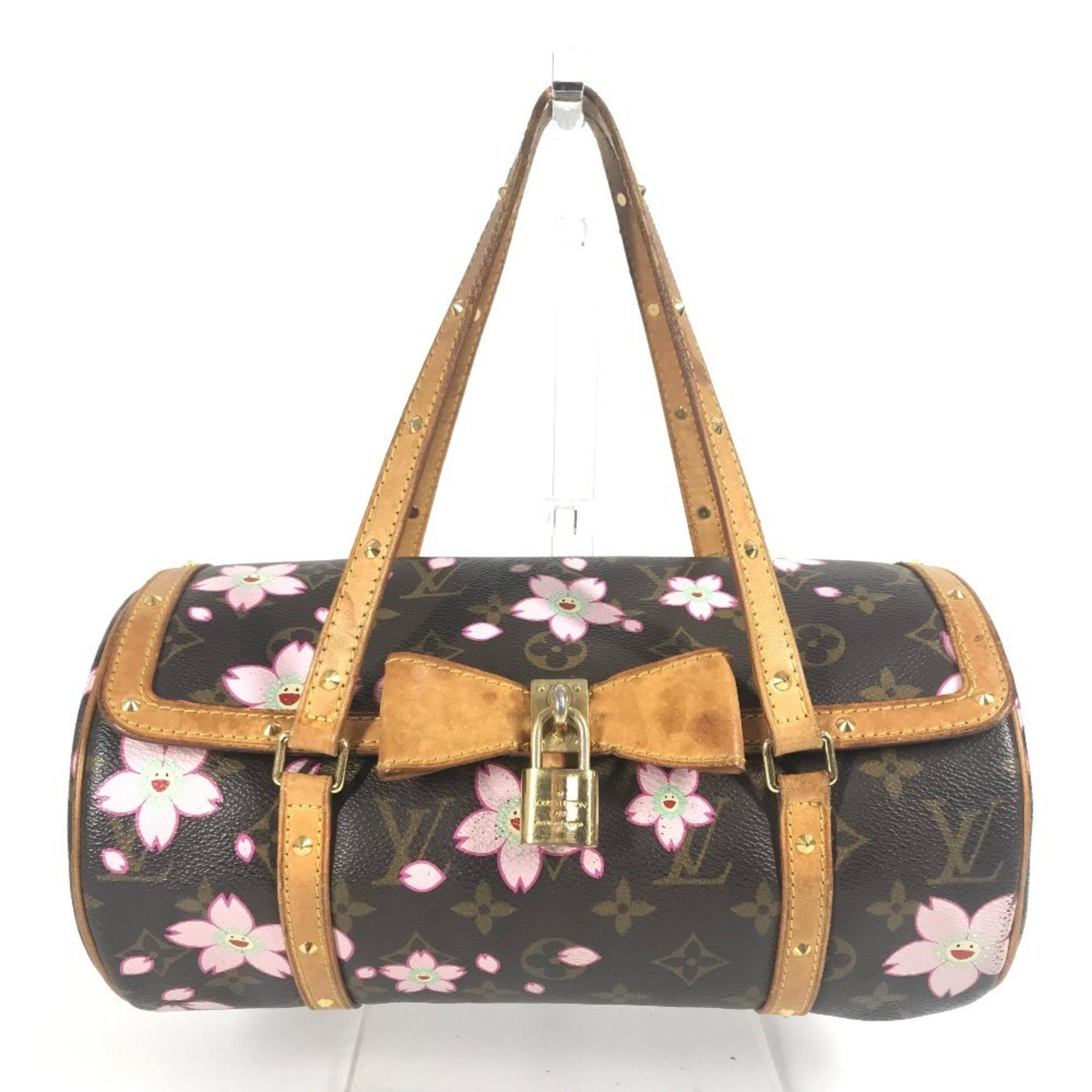 LOUIS VUITTON M92009 Monogram Cherry Blossom by Takashi Murakami Papillon Tote Bag Shoulder Handbag Canvas Women's Brown