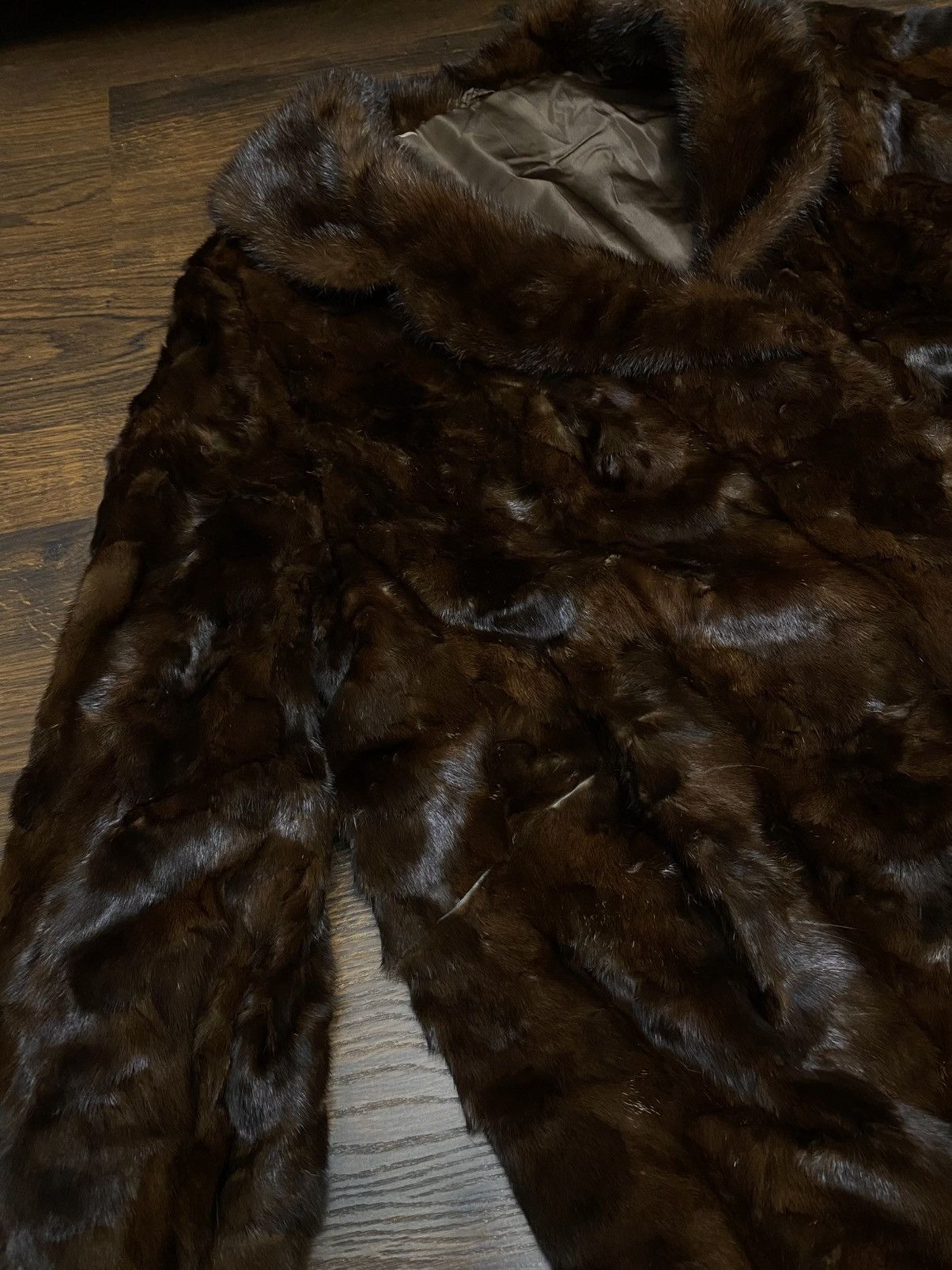 Handmade Brown Real Mink Fur Coat Jacket Size Large Size L / US 10 / IT 46 - 19 Thumbnail