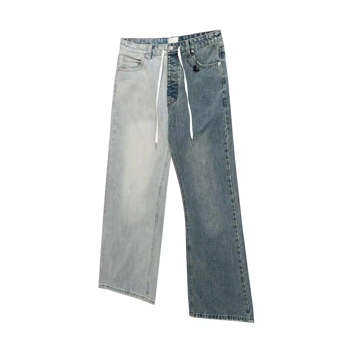 Japanese Brand × Jean Asymmetric Patchwork Drawstring Loose Jeans Size US 32 / EU 48 - 3 Thumbnail