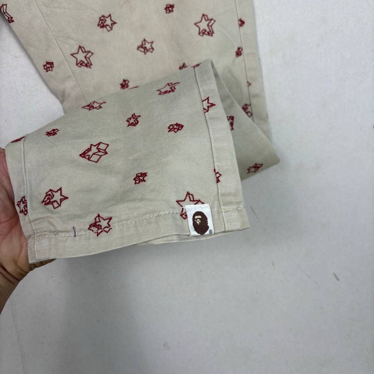 Bape Vintage BAPE Star Print Chinos Beige Red Bape Sta Pants XS Size 31" - 10 Thumbnail