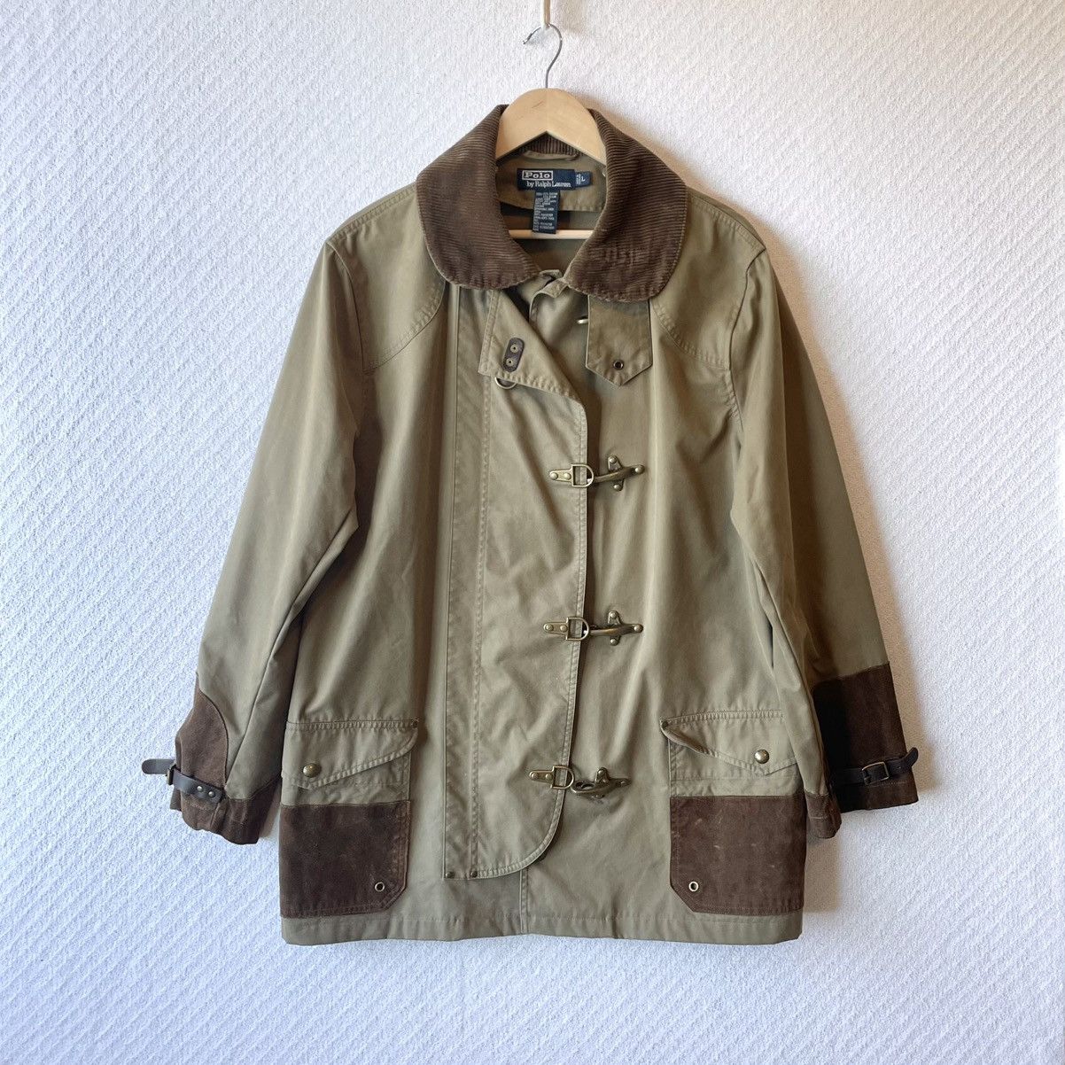Polo Ralph Lauren Vintage Fireman Clasp Jacket Leather Trim