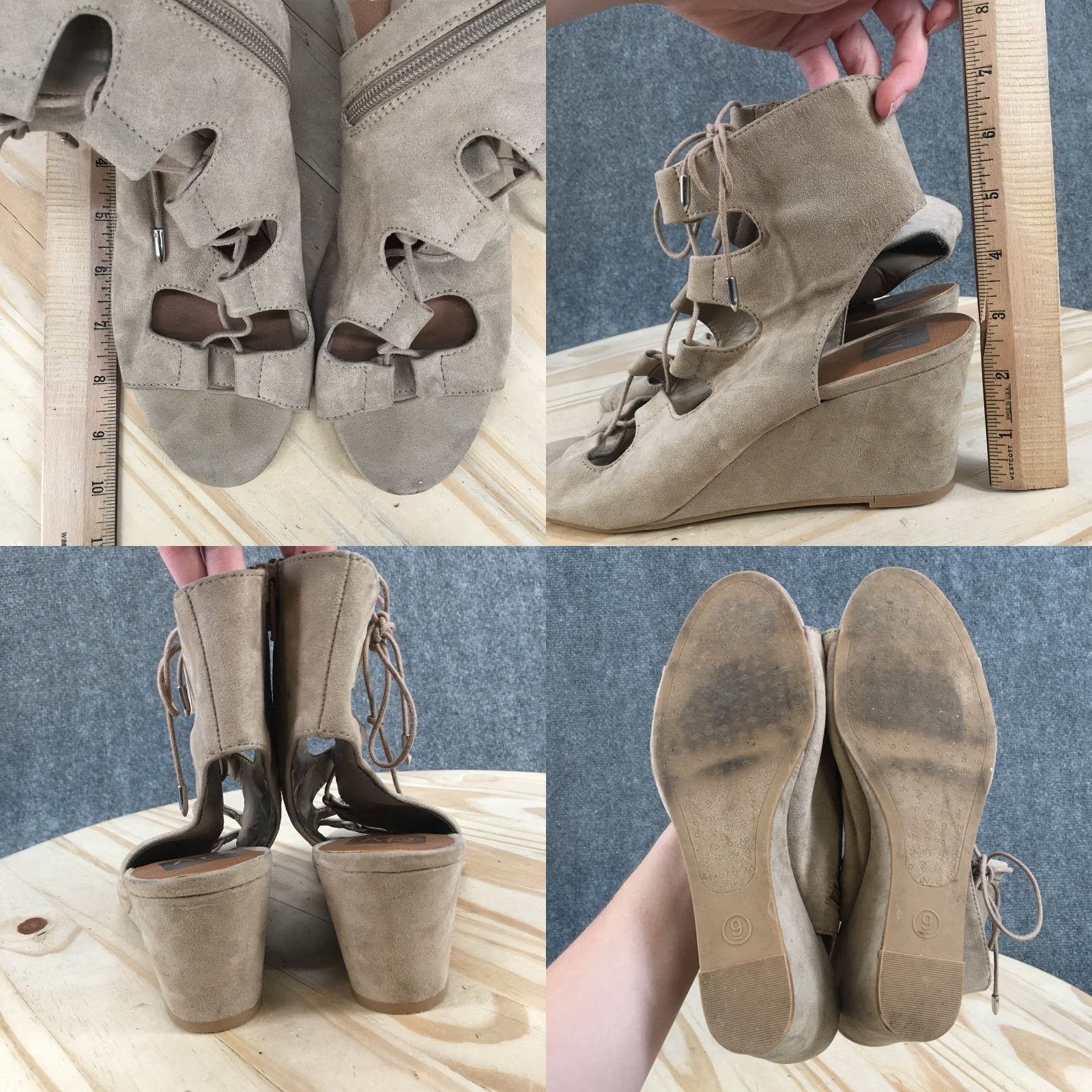 Dolce Vita Dolce Vita Sandals Womens 9 Louise Gladiator Lace Up Wedge Tan Faux Suede Casual Mens? Size US 9 / IT 39 - 8 Thumbnail