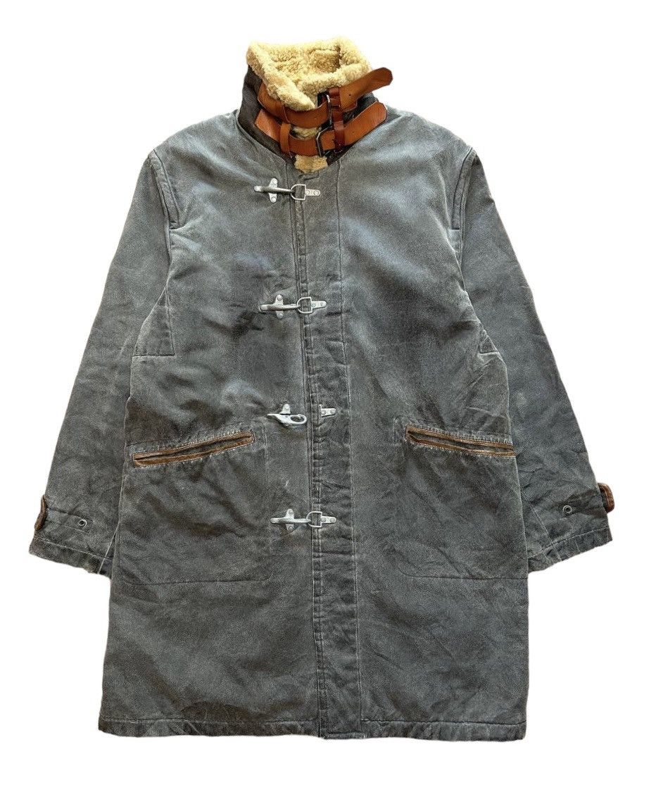 image of VTG Avirex Sherpa Lined Leather Jacket in Ash Grey, Men's (Size Medium)