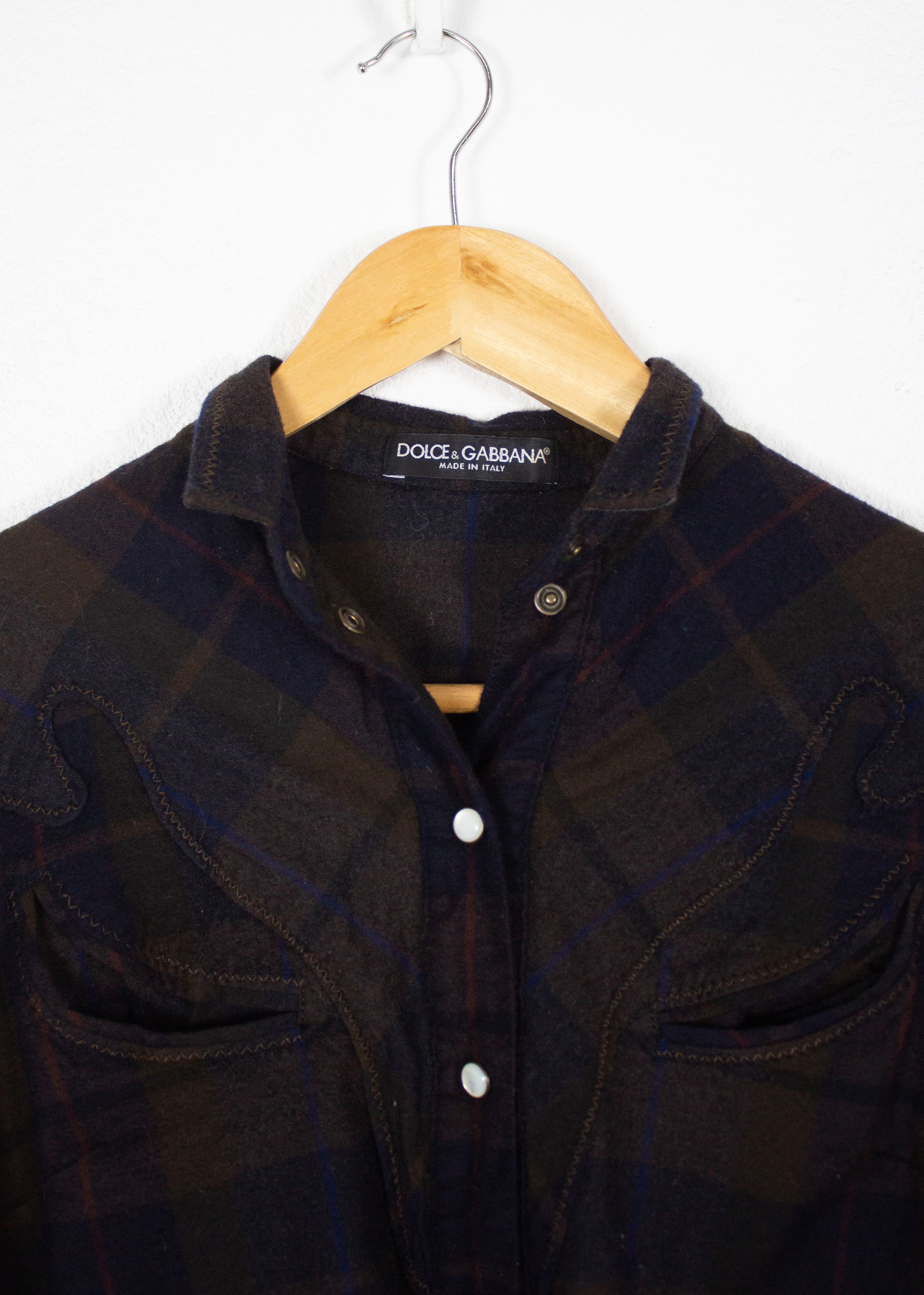 Dolce & Gabbana Dolce & Gabbana Wool Western Check Shirt Buttons Up NZ Size XS / US 0-2 / IT 36-38 - 2 Thumbnail